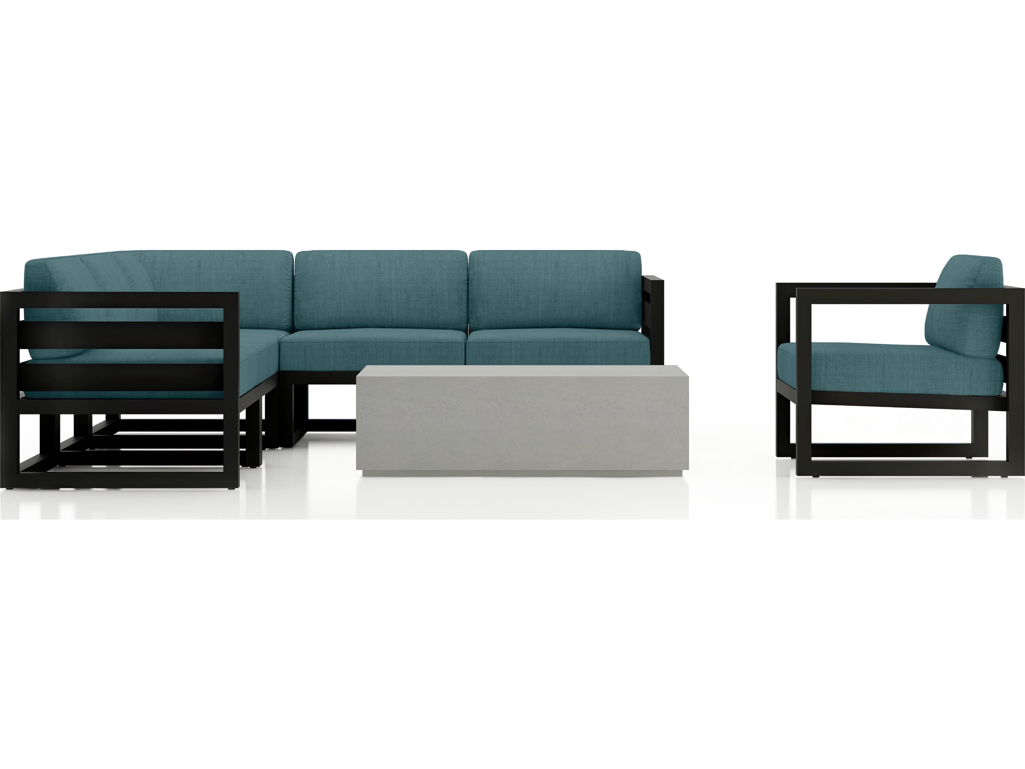 Harmonia Living Avion Aluminum Black Mason 7 Piece Sectional Outdoor Patio Lounge Set