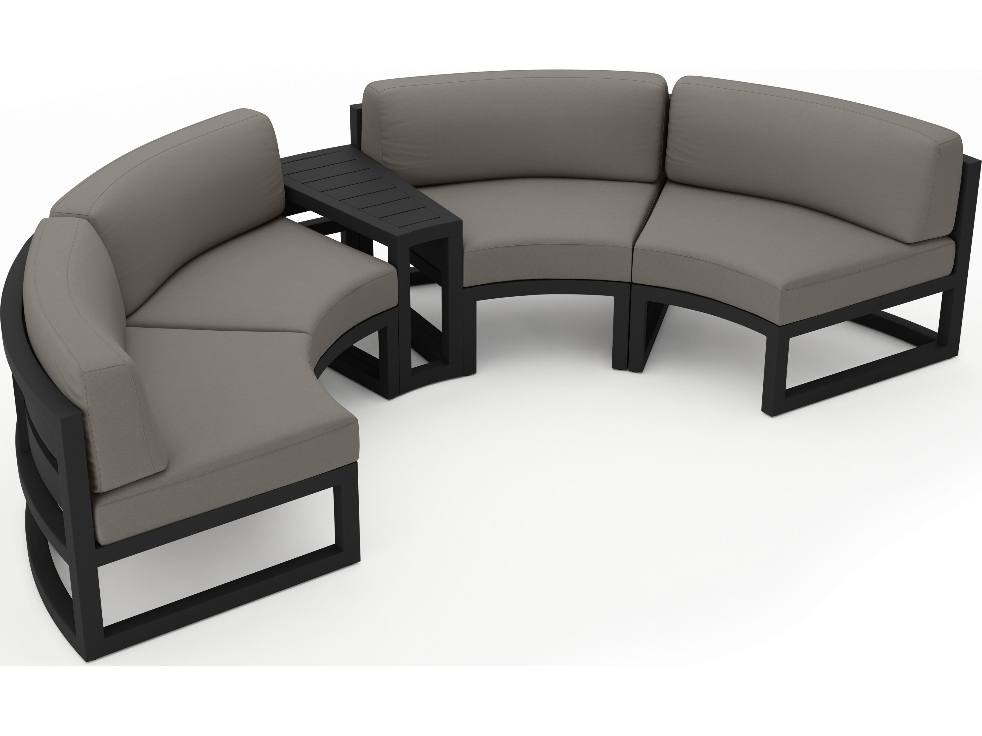 Harmonia Living Avion Aluminum Black 3 Piece Curved Sectional Outdoor Lounge Set