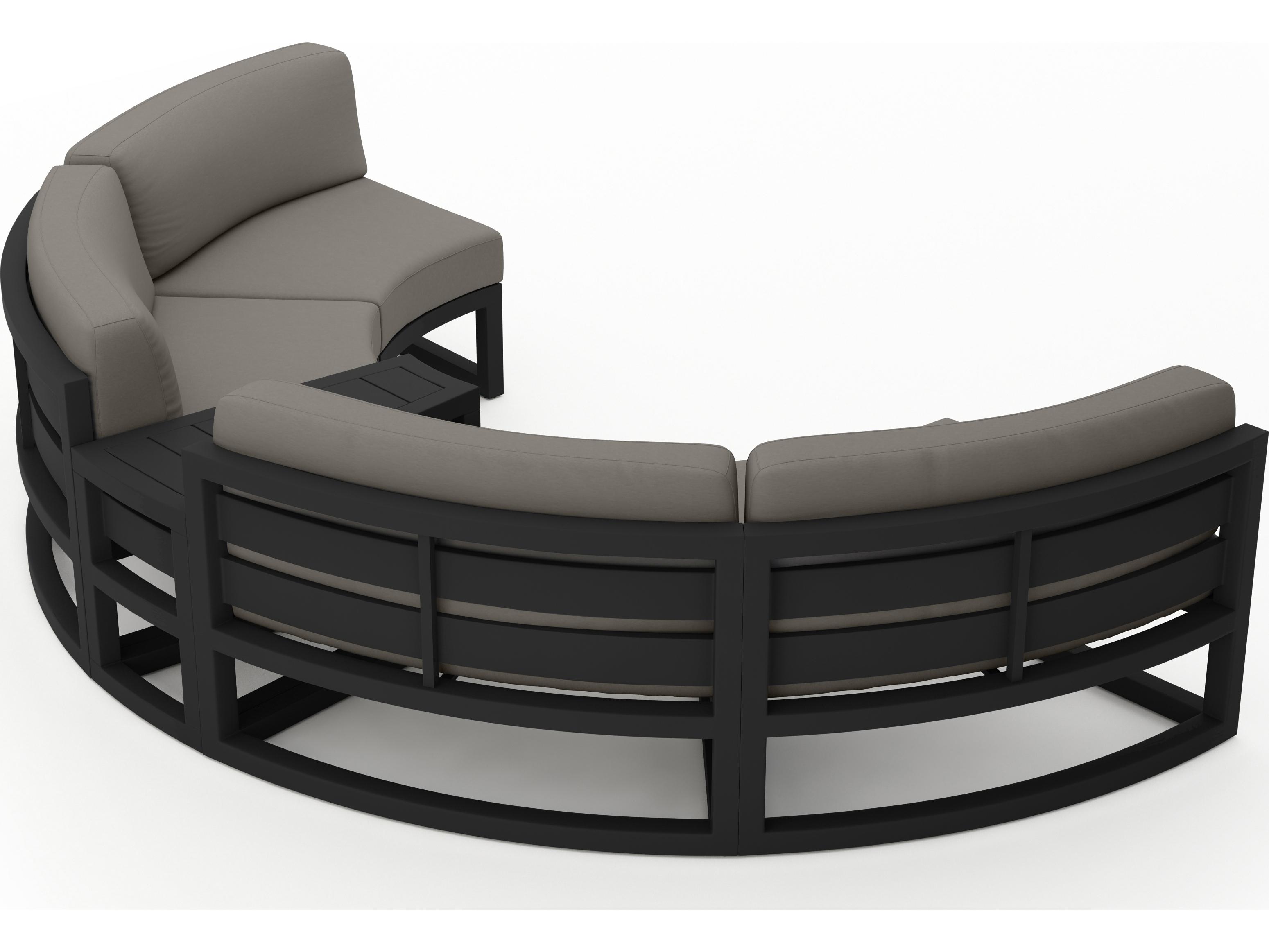 Harmonia Living Avion Aluminum Black 3 Piece Curved Sectional Outdoor Lounge Set