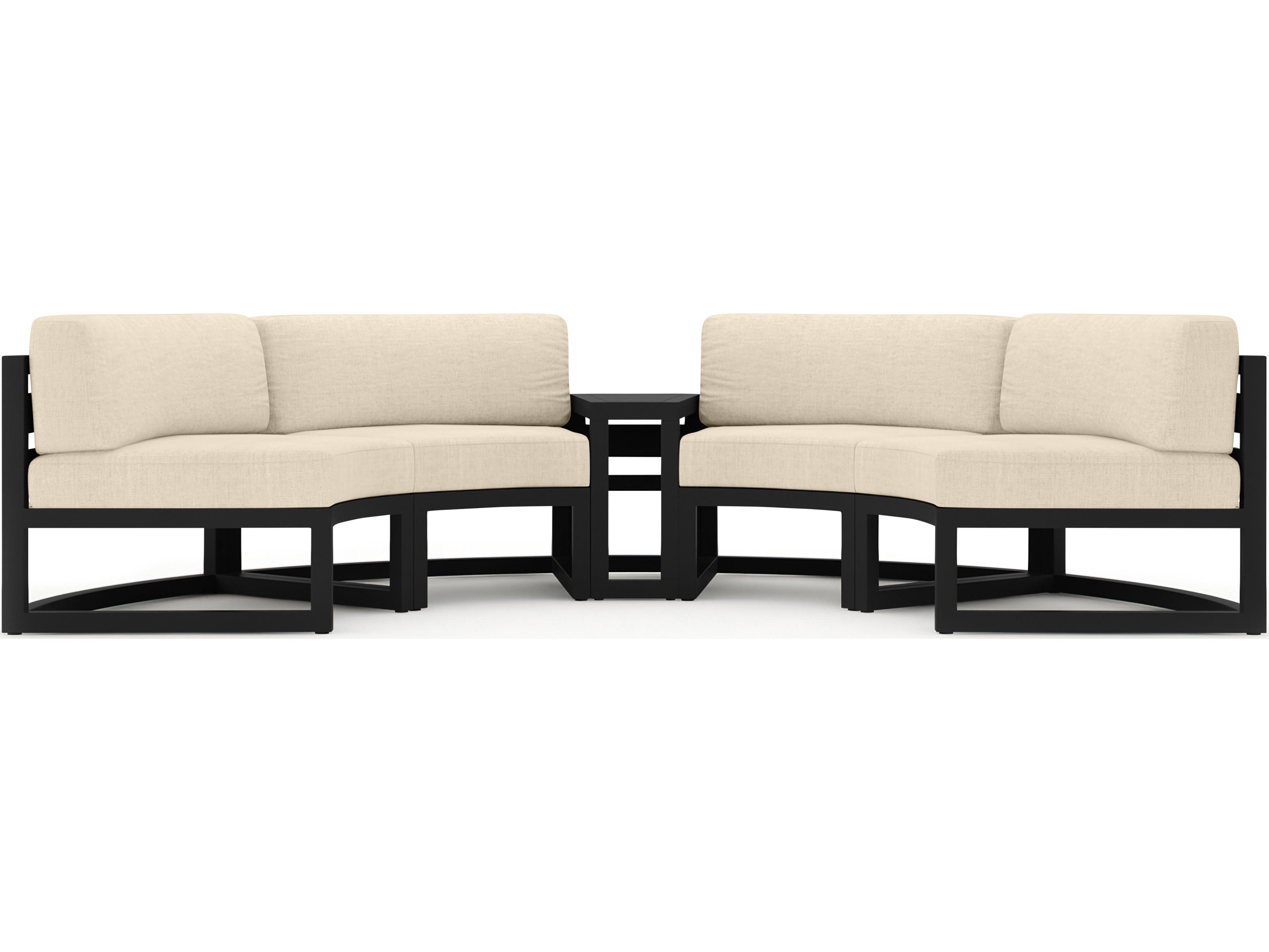 Harmonia Living Avion Aluminum Black 3 Piece Curved Sectional Outdoor Lounge Set