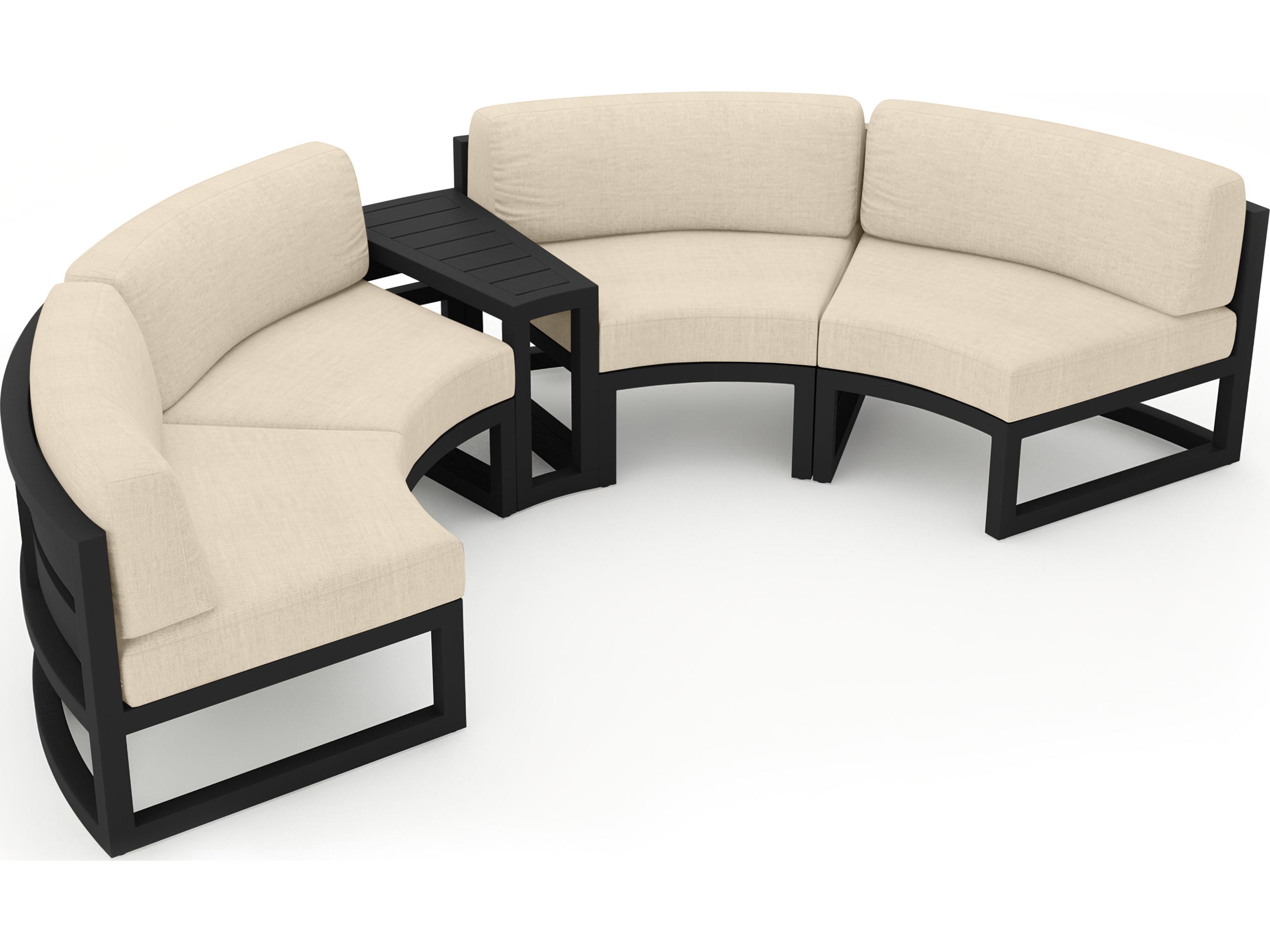 Harmonia Living Avion Aluminum Black 3 Piece Curved Sectional Outdoor Lounge Set