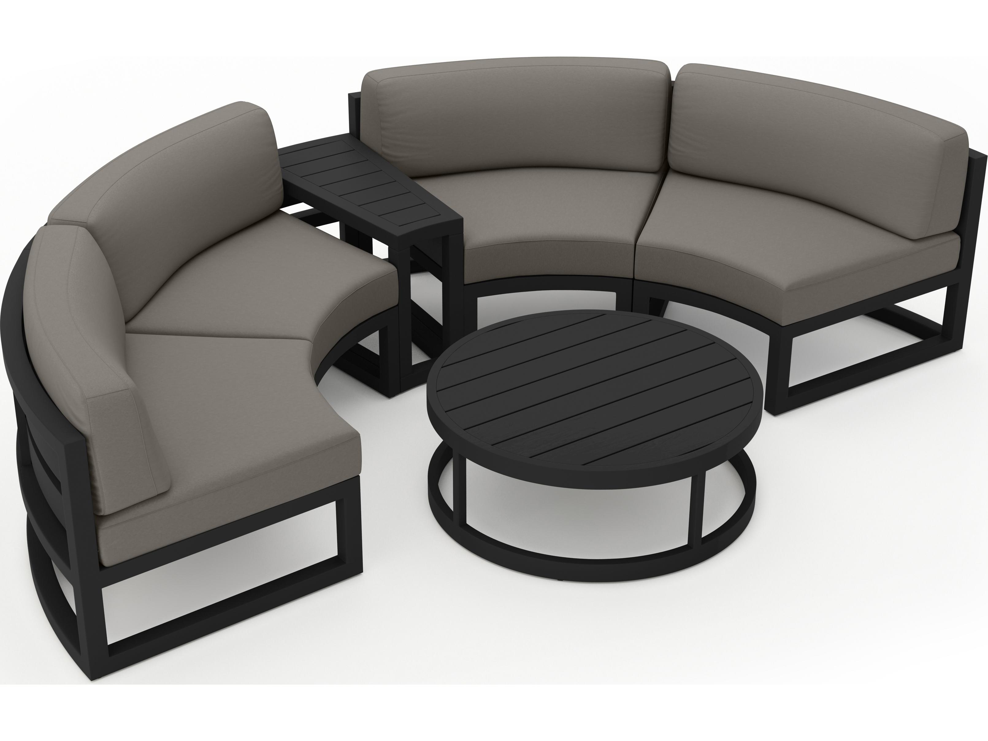 Harmonia Living Avion Aluminum Black 4 Piece Curve Sectional Outdoor Patio Lounge Set