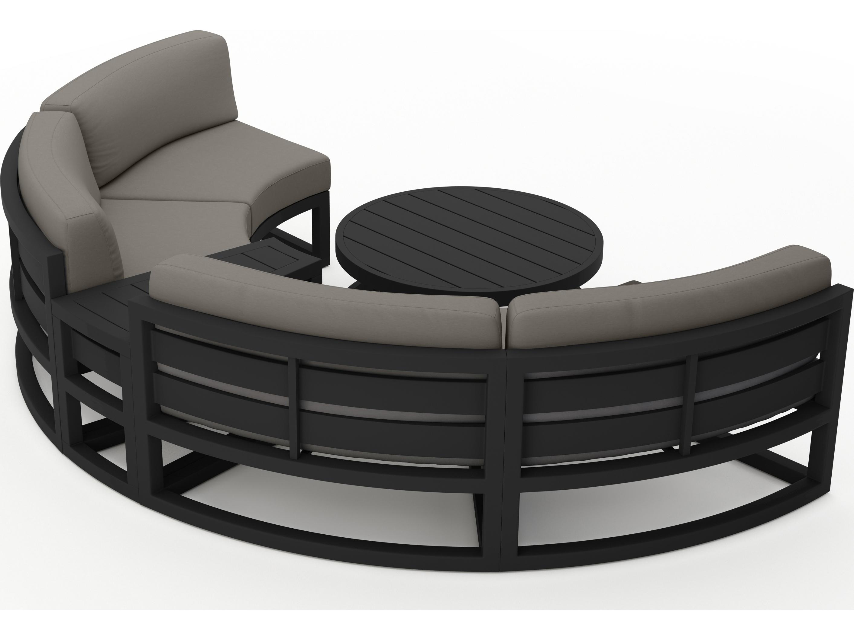 Harmonia Living Avion Aluminum Black 4 Piece Curve Sectional Outdoor Patio Lounge Set