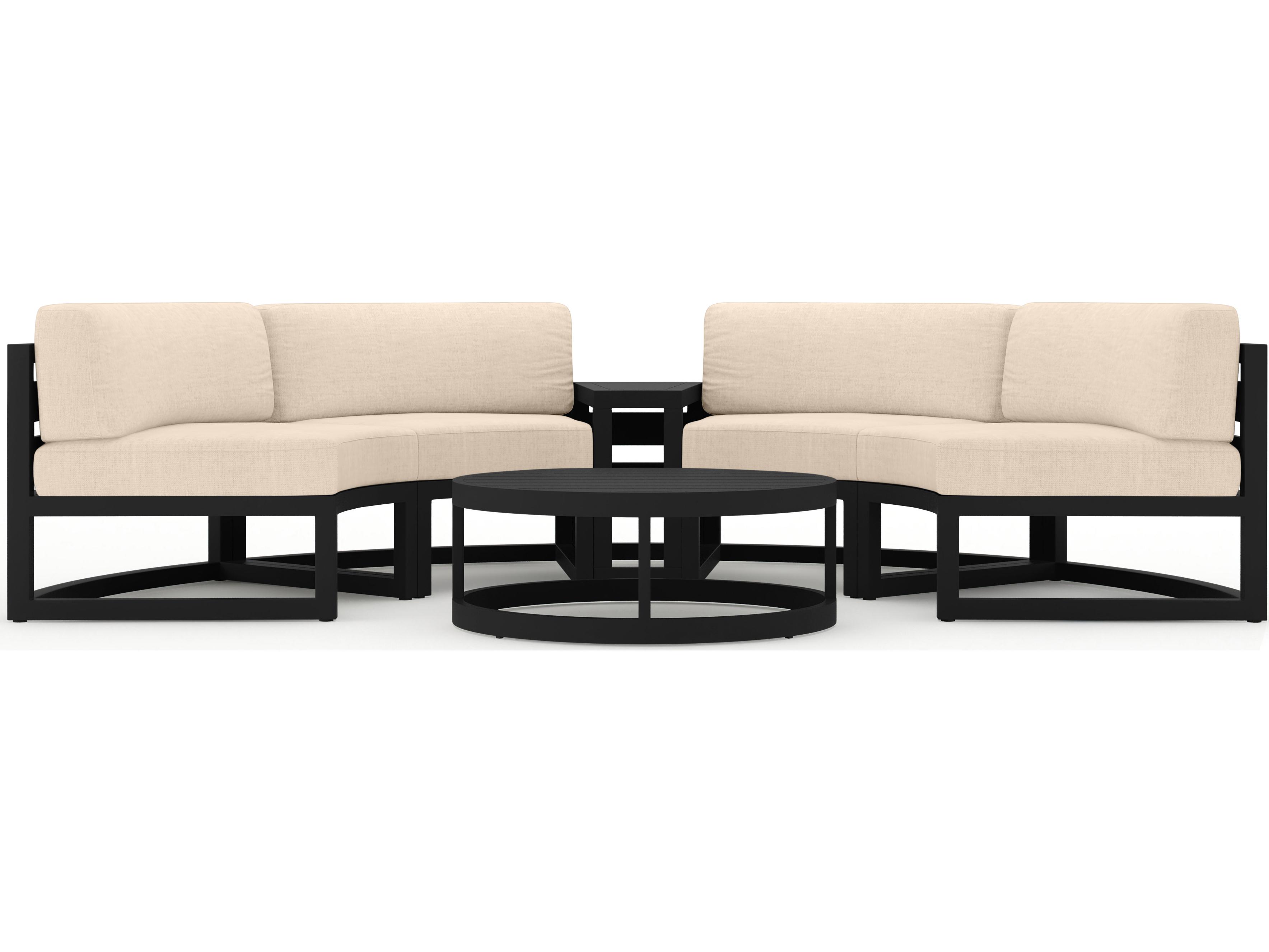 Harmonia Living Avion Aluminum Black 4 Piece Curve Sectional Outdoor Patio Lounge Set