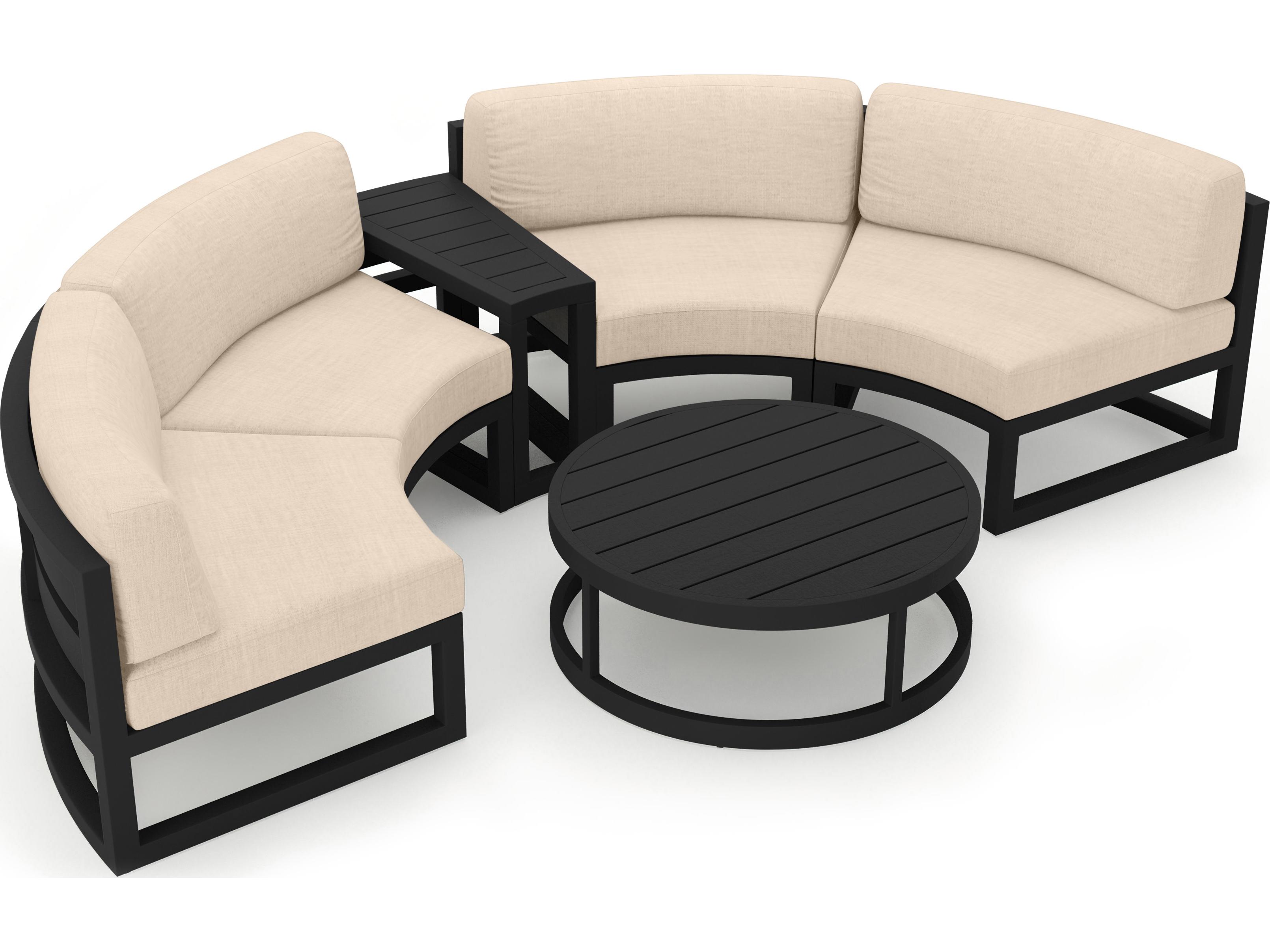Harmonia Living Avion Aluminum Black 4 Piece Curve Sectional Outdoor Patio Lounge Set