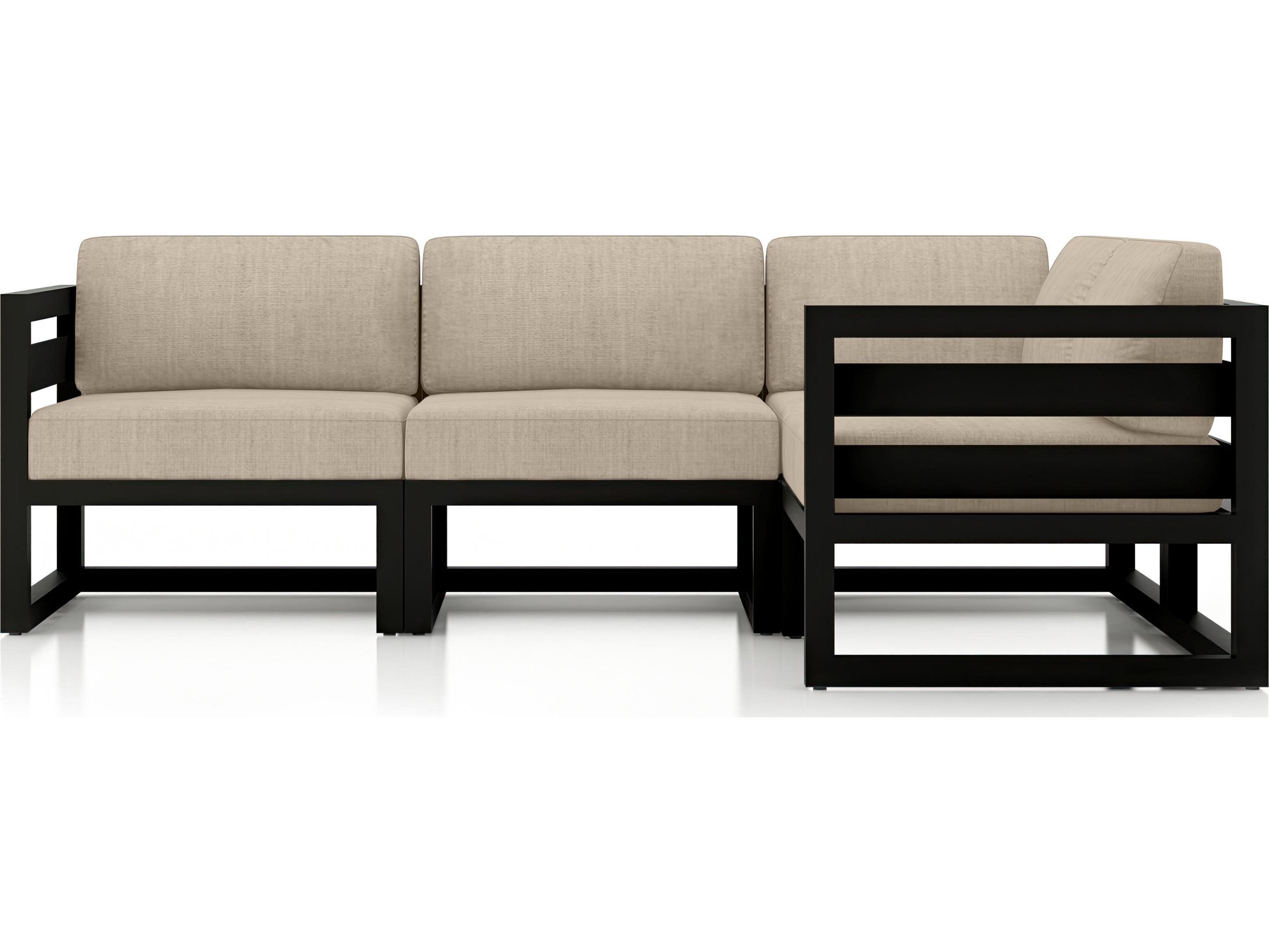 Harmonia Living Avion Aluminum Black 4 Piece Sectional Patio Lounge Set