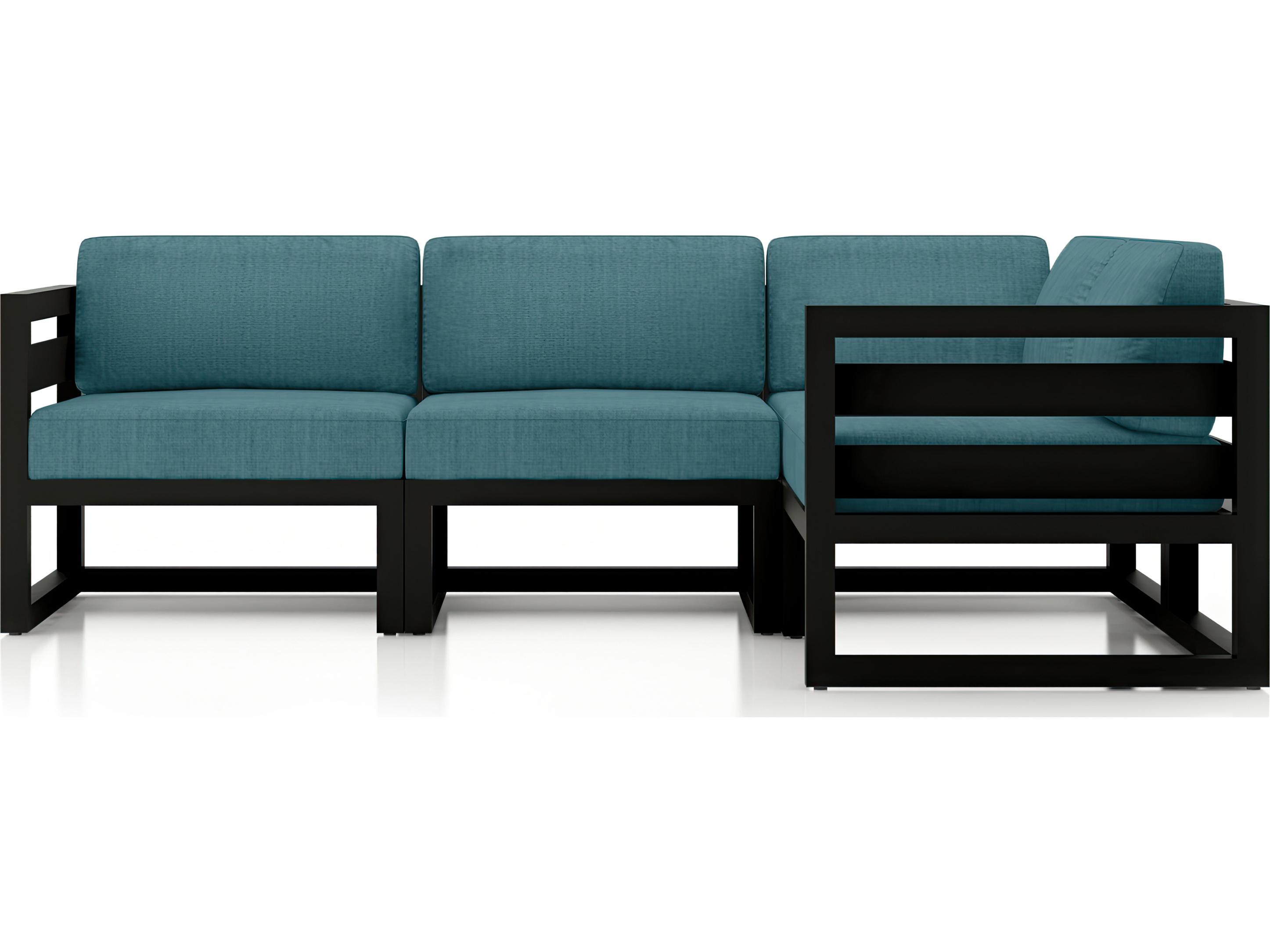 Harmonia Living Avion Aluminum Black 4 Piece Sectional Patio Lounge Set