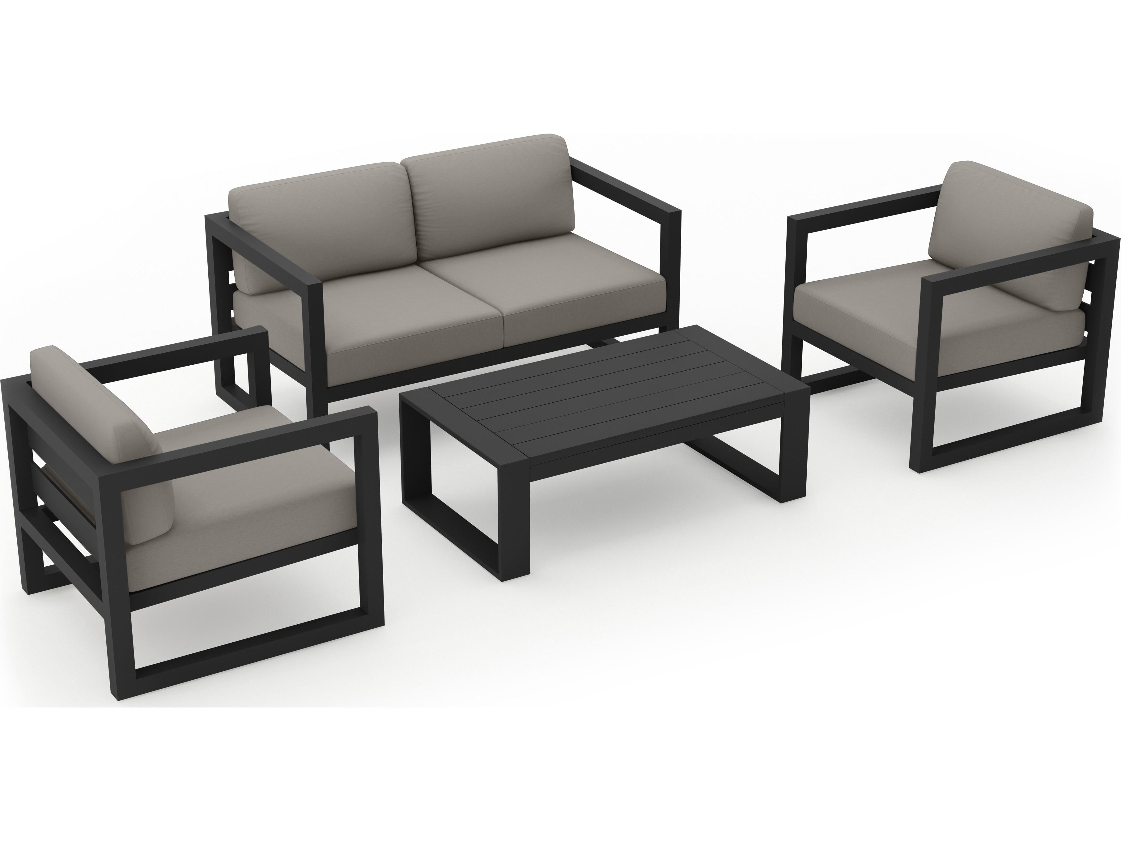 Harmonia Living Avion Aluminum 4 Piece Sofa Outdoor Lounge Set