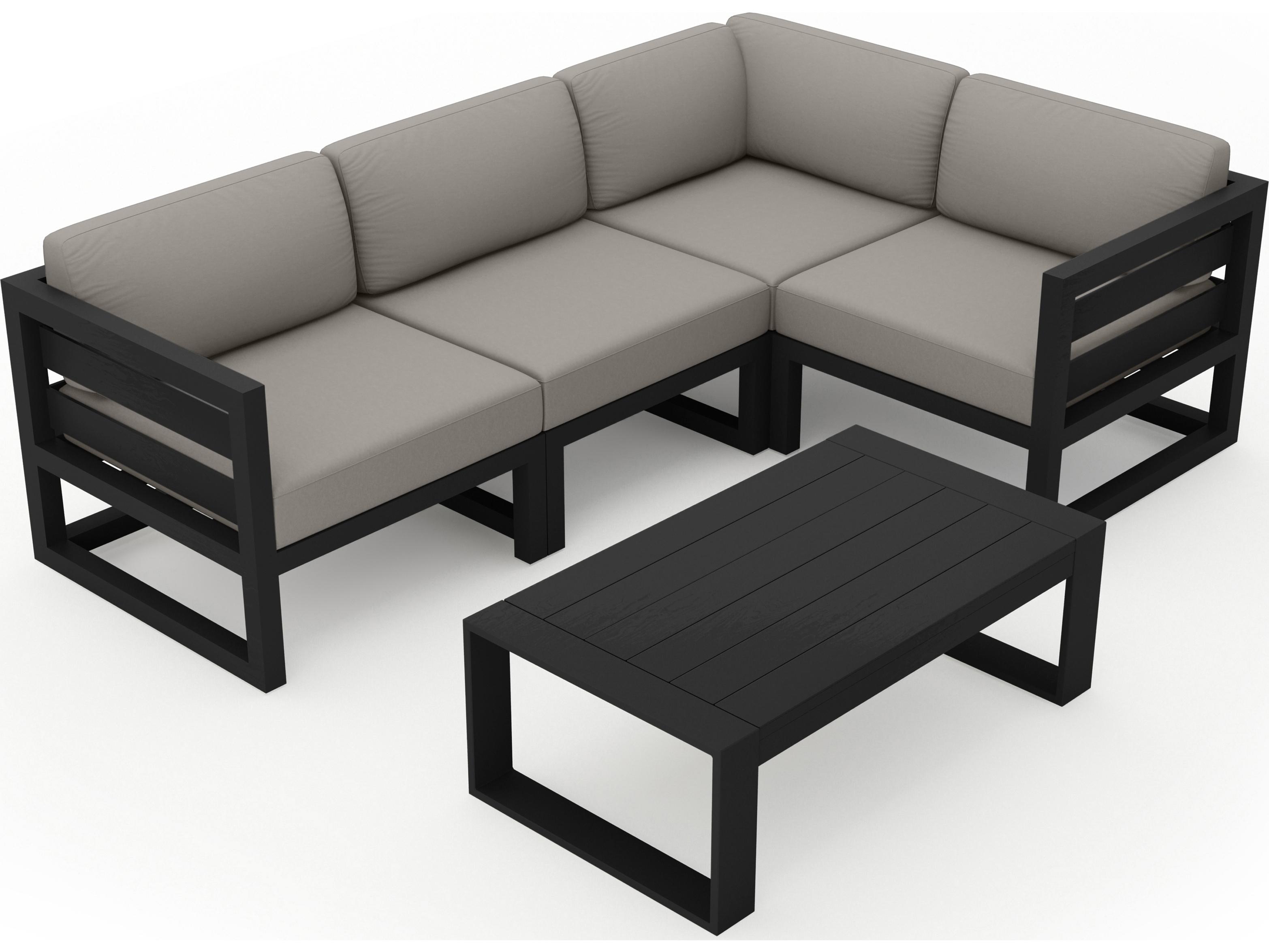 Harmonia Living Avion Aluminum 5 Piece Sectional Outdoor Patio Lounge Set
