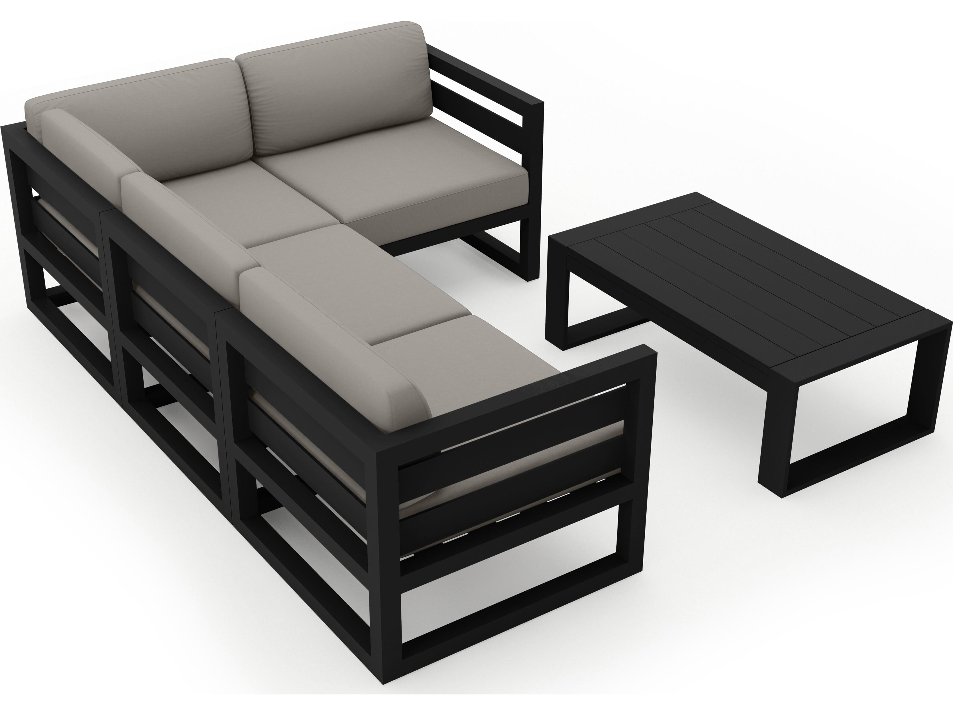 Harmonia Living Avion Aluminum 5 Piece Sectional Outdoor Patio Lounge Set