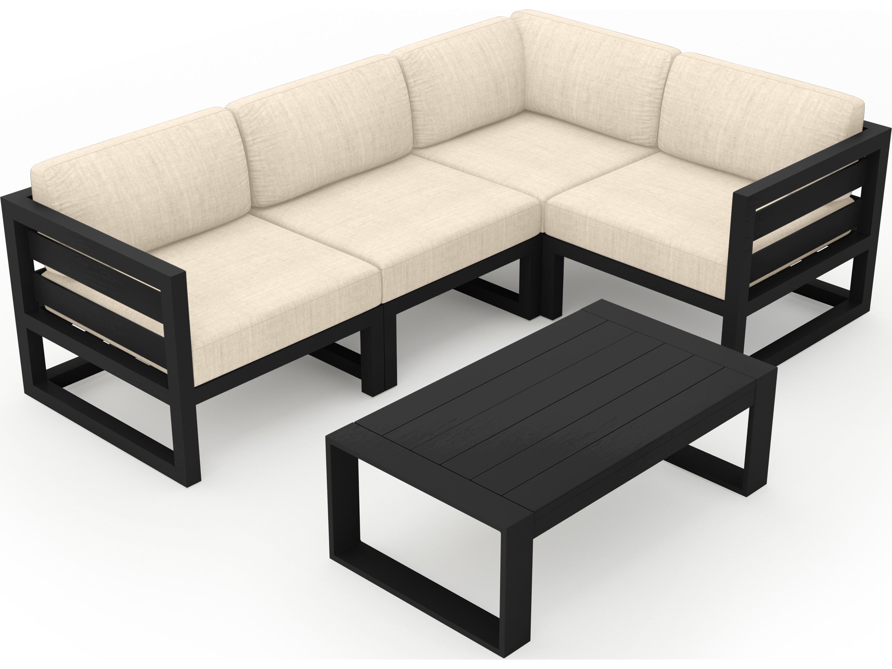 Harmonia Living Avion Aluminum 5 Piece Sectional Outdoor Patio Lounge Set