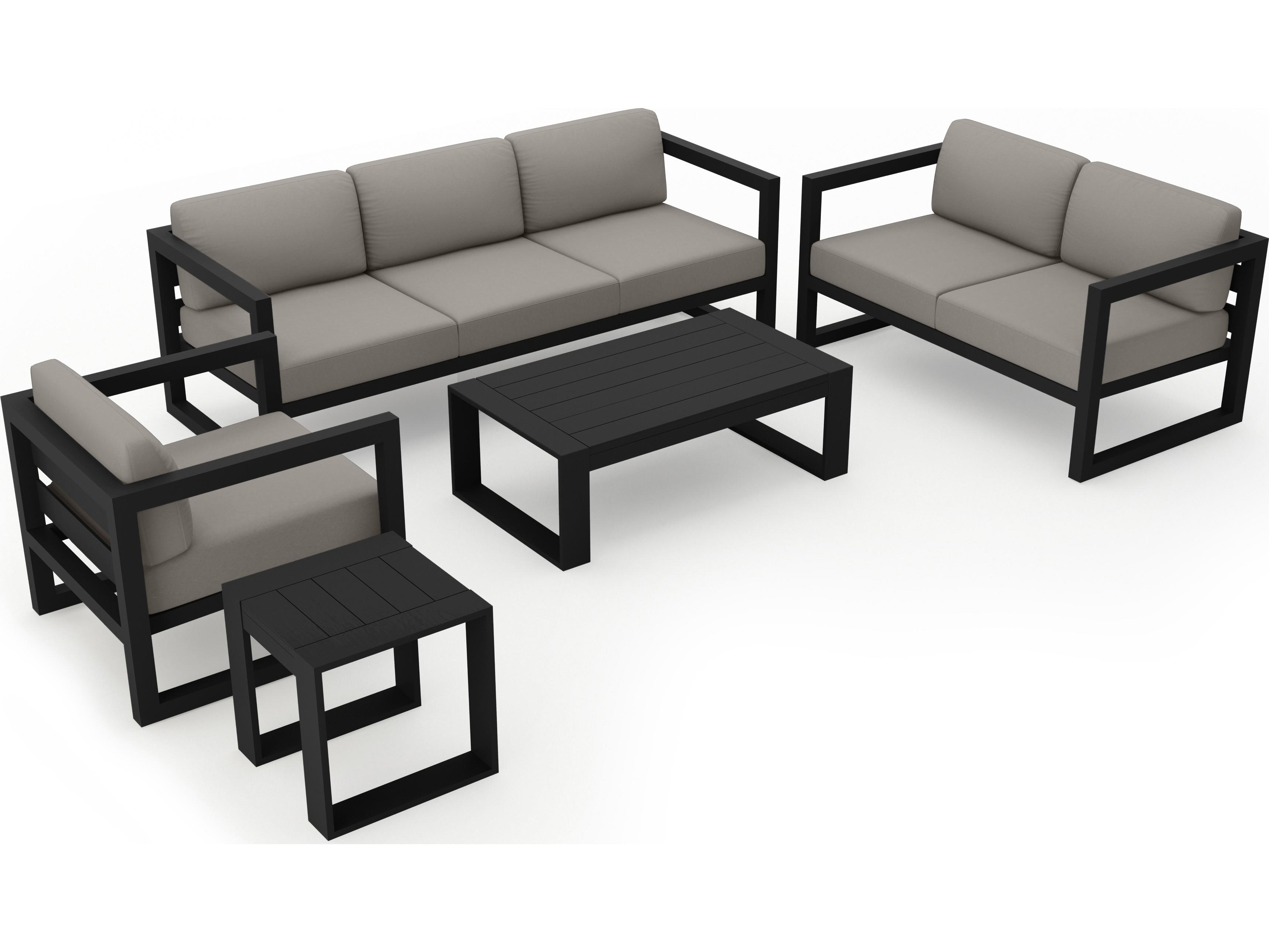 Harmonia Living Avion Aluminum Black 5 Piece Sofa Patio Lounge Set