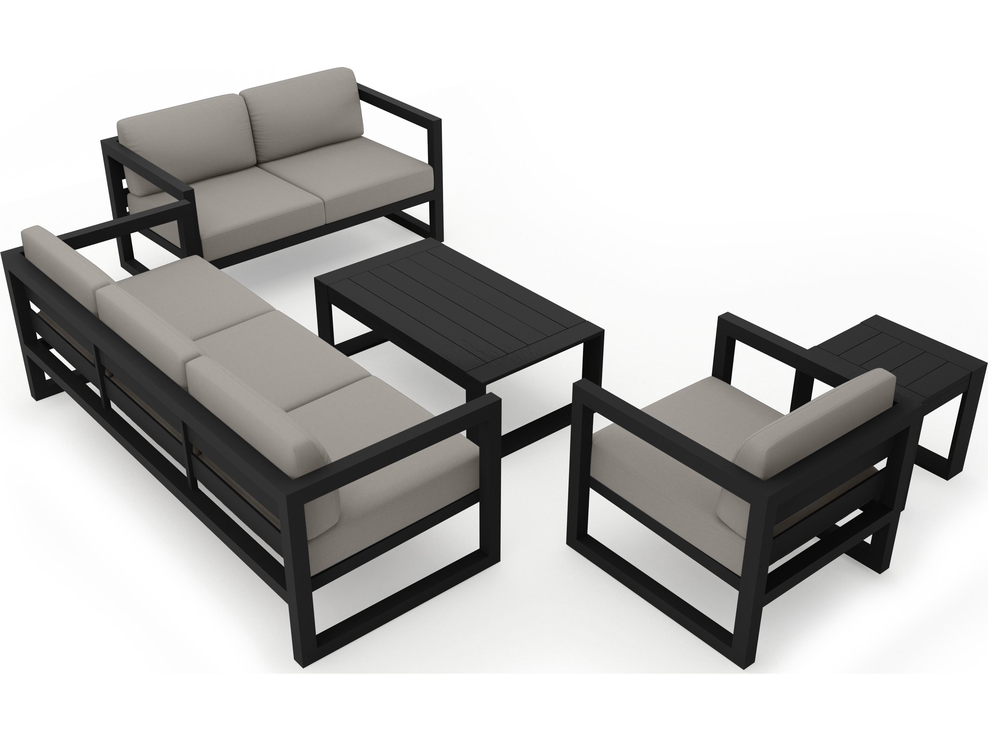 Harmonia Living Avion Aluminum Black 5 Piece Sofa Patio Lounge Set