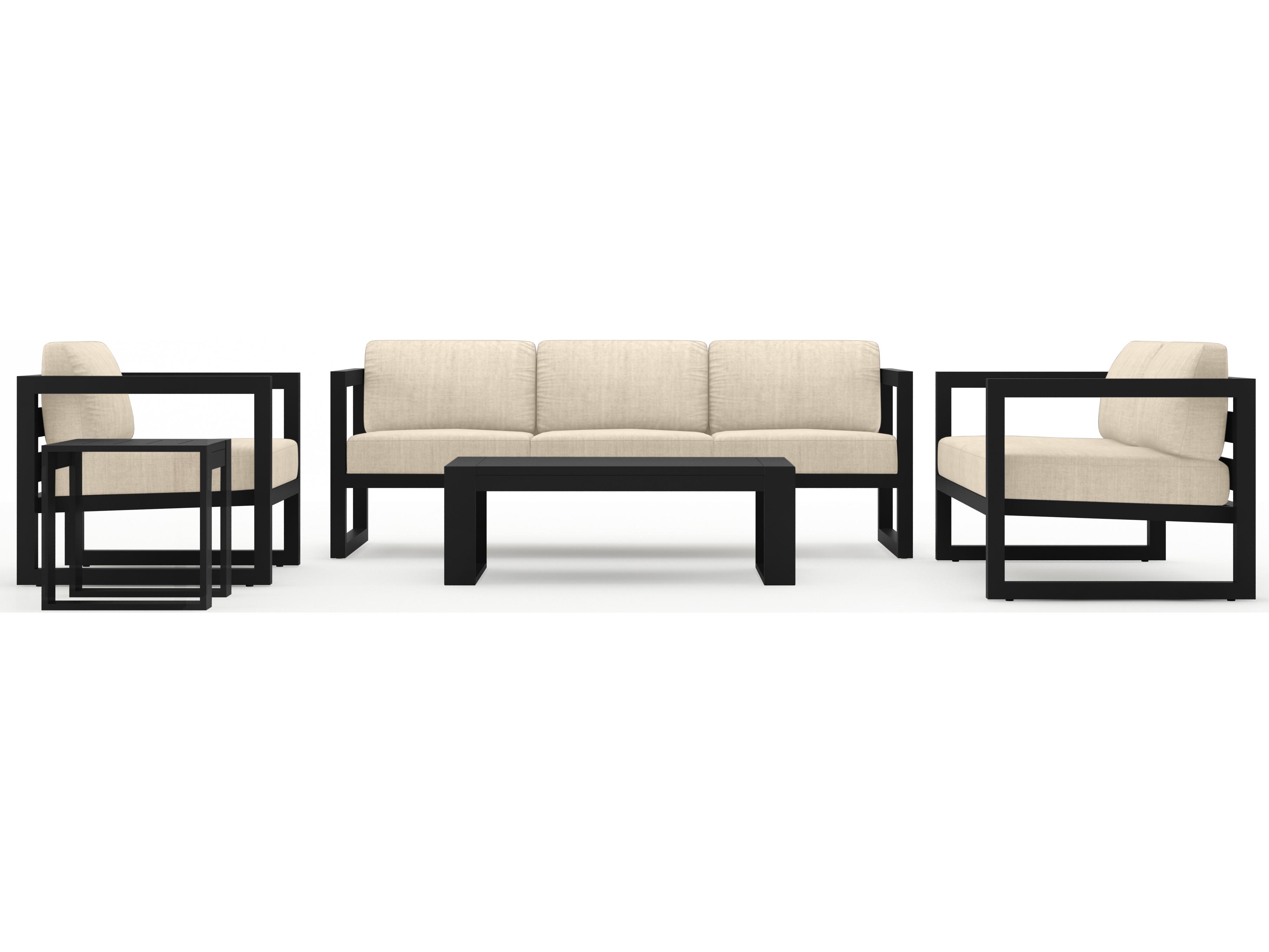 Harmonia Living Avion Aluminum Black 5 Piece Sofa Patio Lounge Set