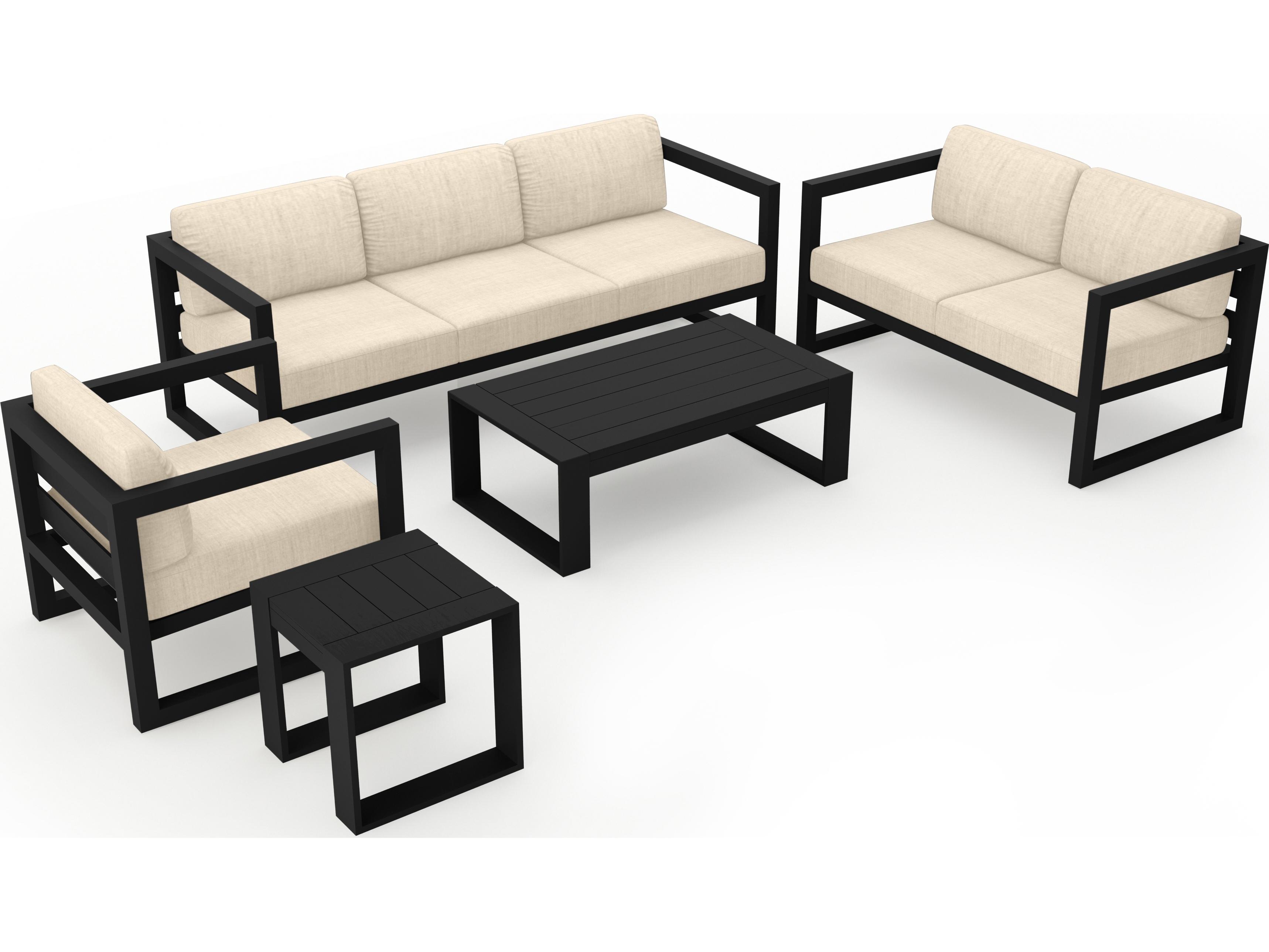 Harmonia Living Avion Aluminum Black 5 Piece Sofa Patio Lounge Set
