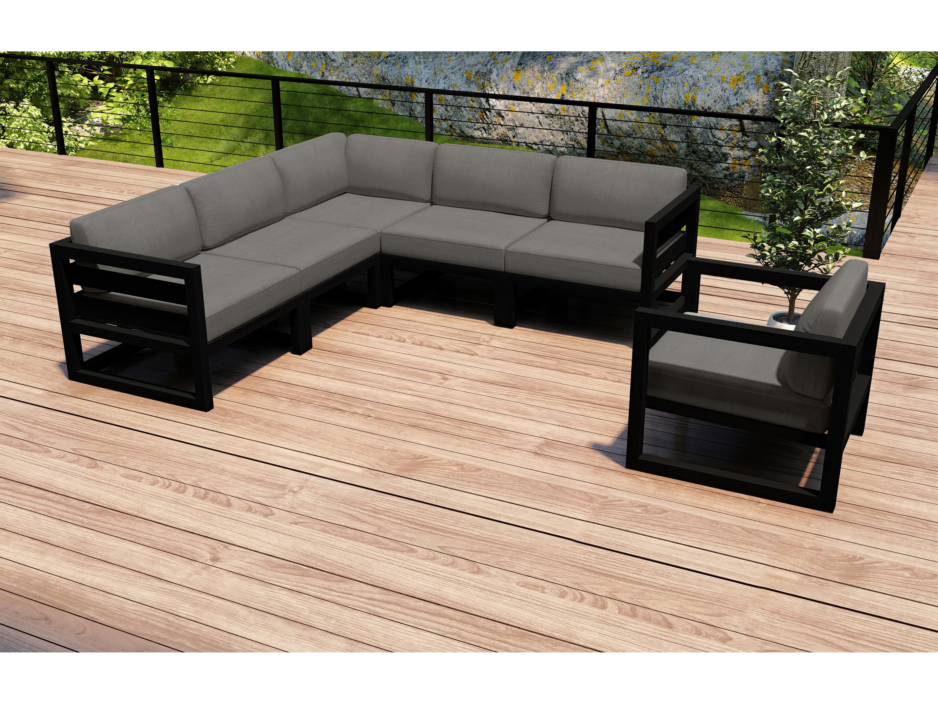 Harmonia Living Avion Aluminum Black 6 Piece Sectional Outdoor Lounge Set