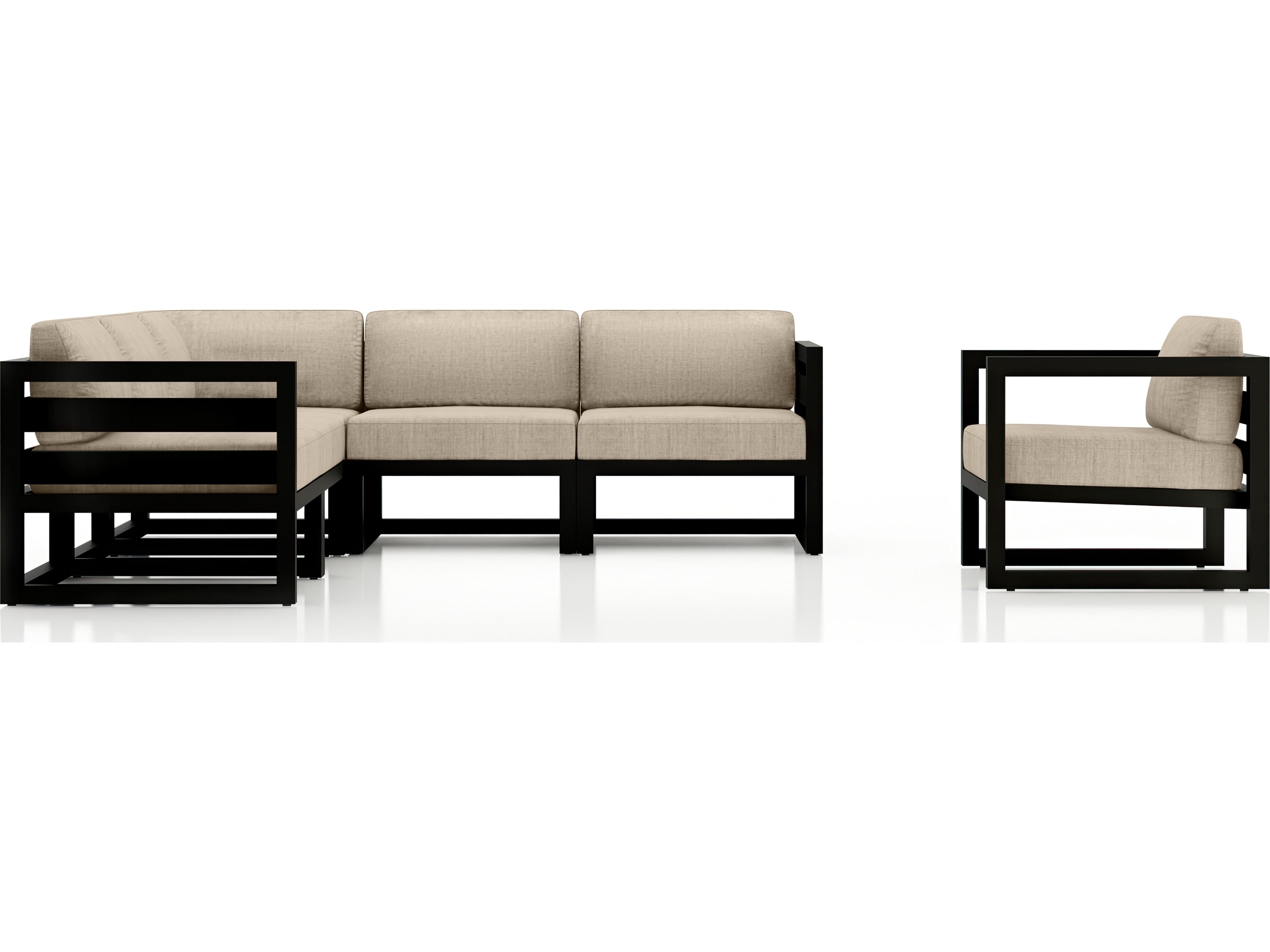 Harmonia Living Avion Aluminum Black 6 Piece Sectional Outdoor Lounge Set