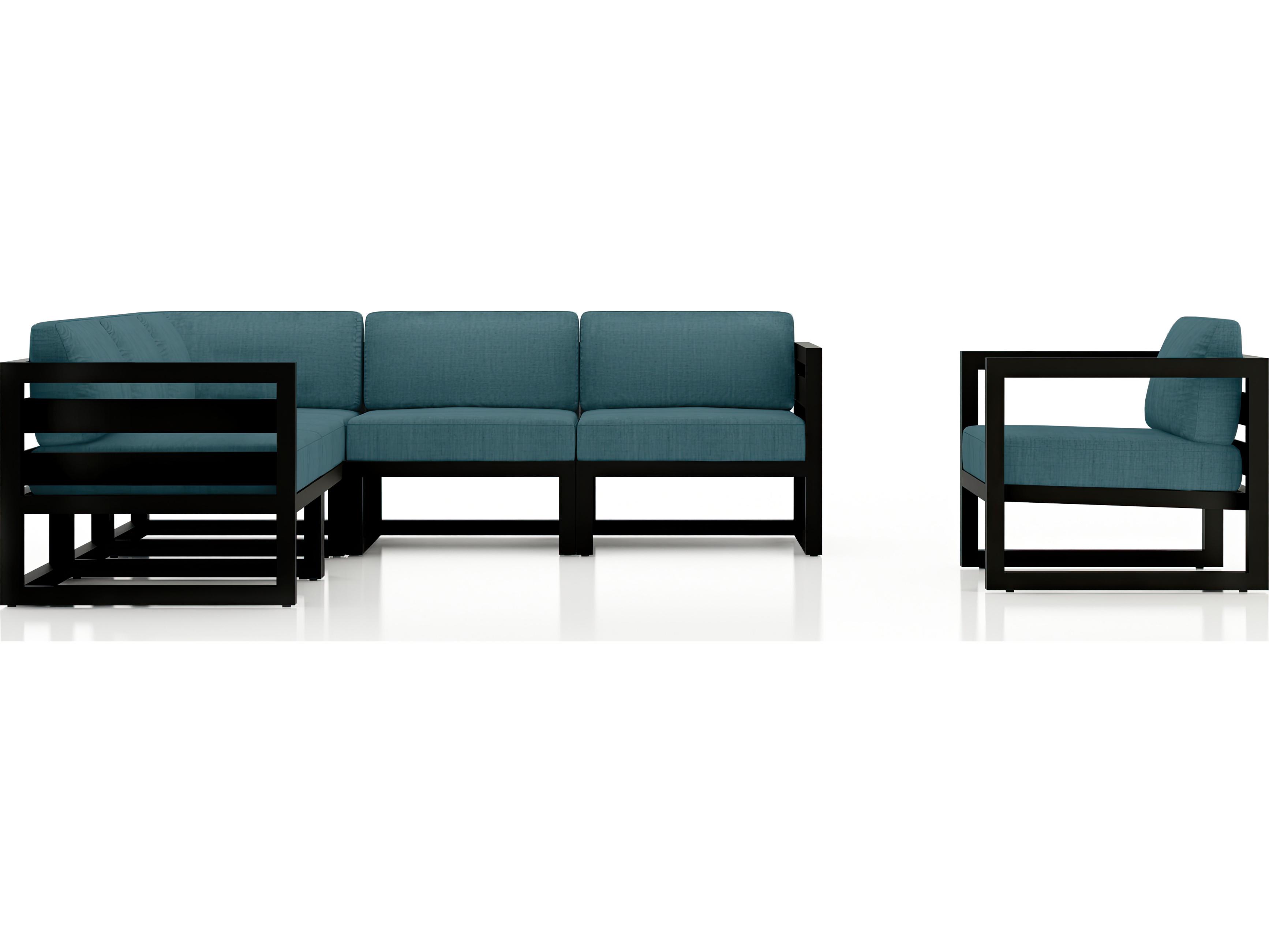 Harmonia Living Avion Aluminum Black 6 Piece Sectional Outdoor Lounge Set