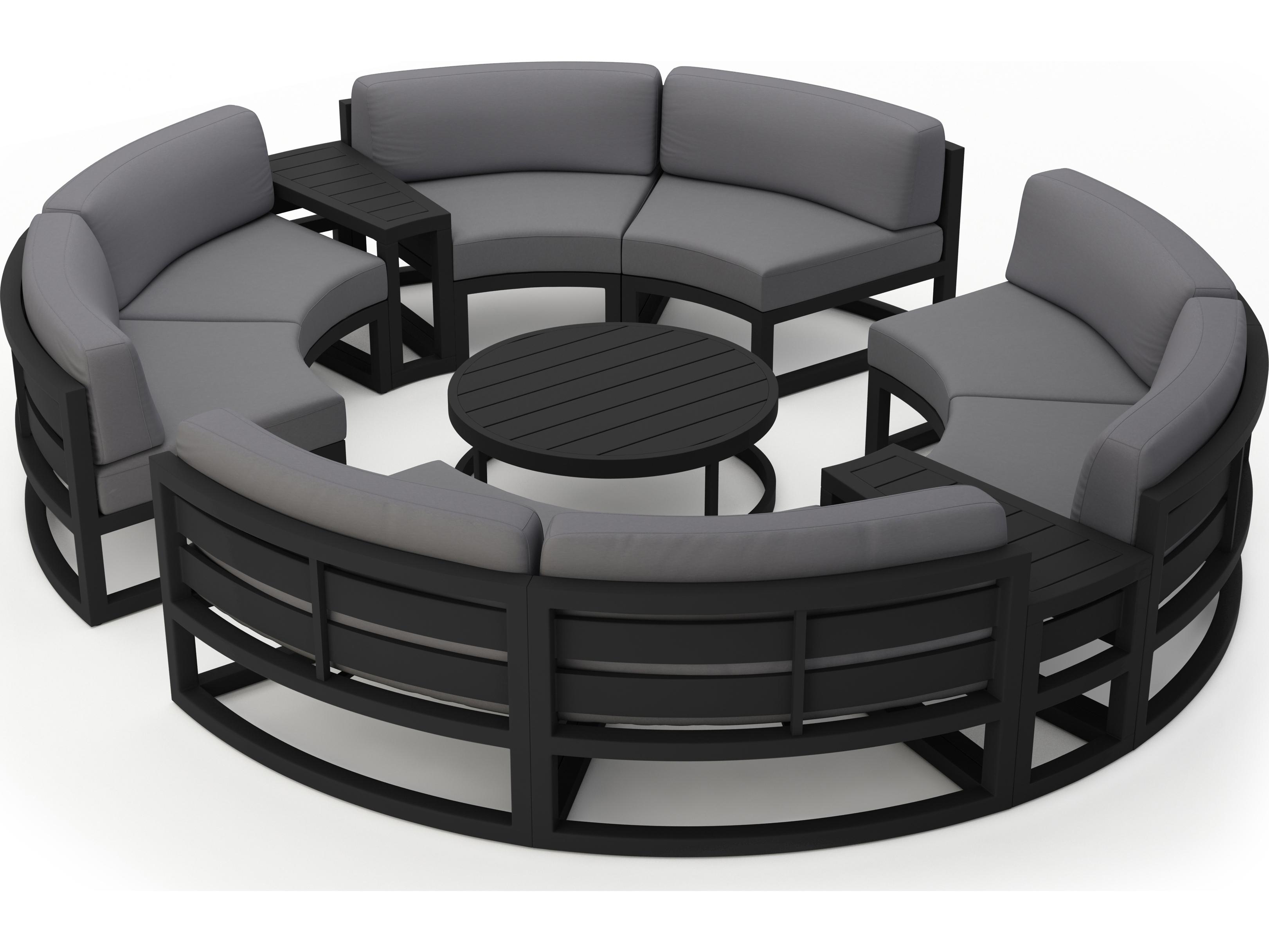 Harmonia Living Avion Aluminum Black 7 Piece Curve Sectional Outdoor Patio Lounge Set
