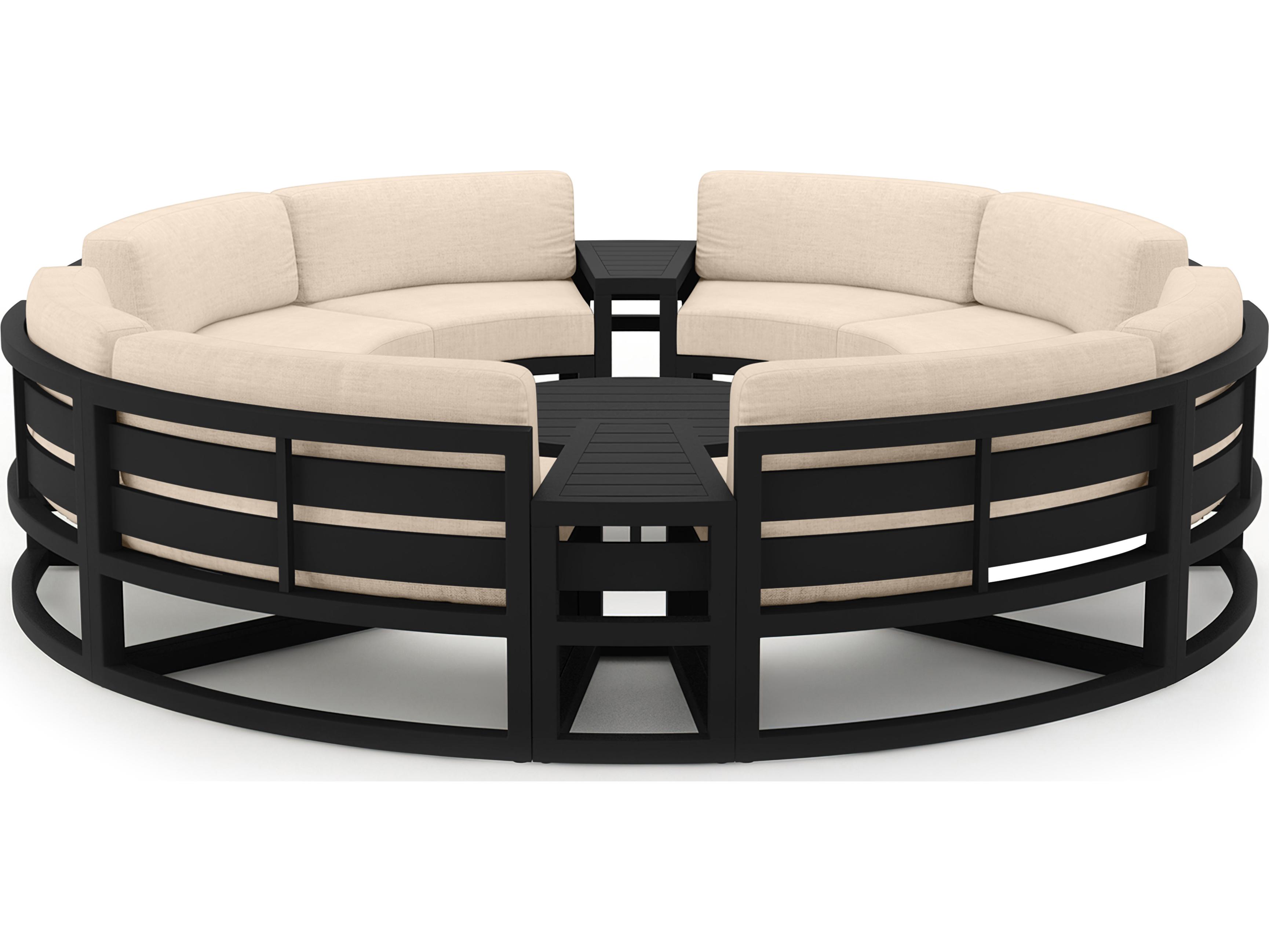 Harmonia Living Avion Aluminum Black 7 Piece Curve Sectional Outdoor Patio Lounge Set