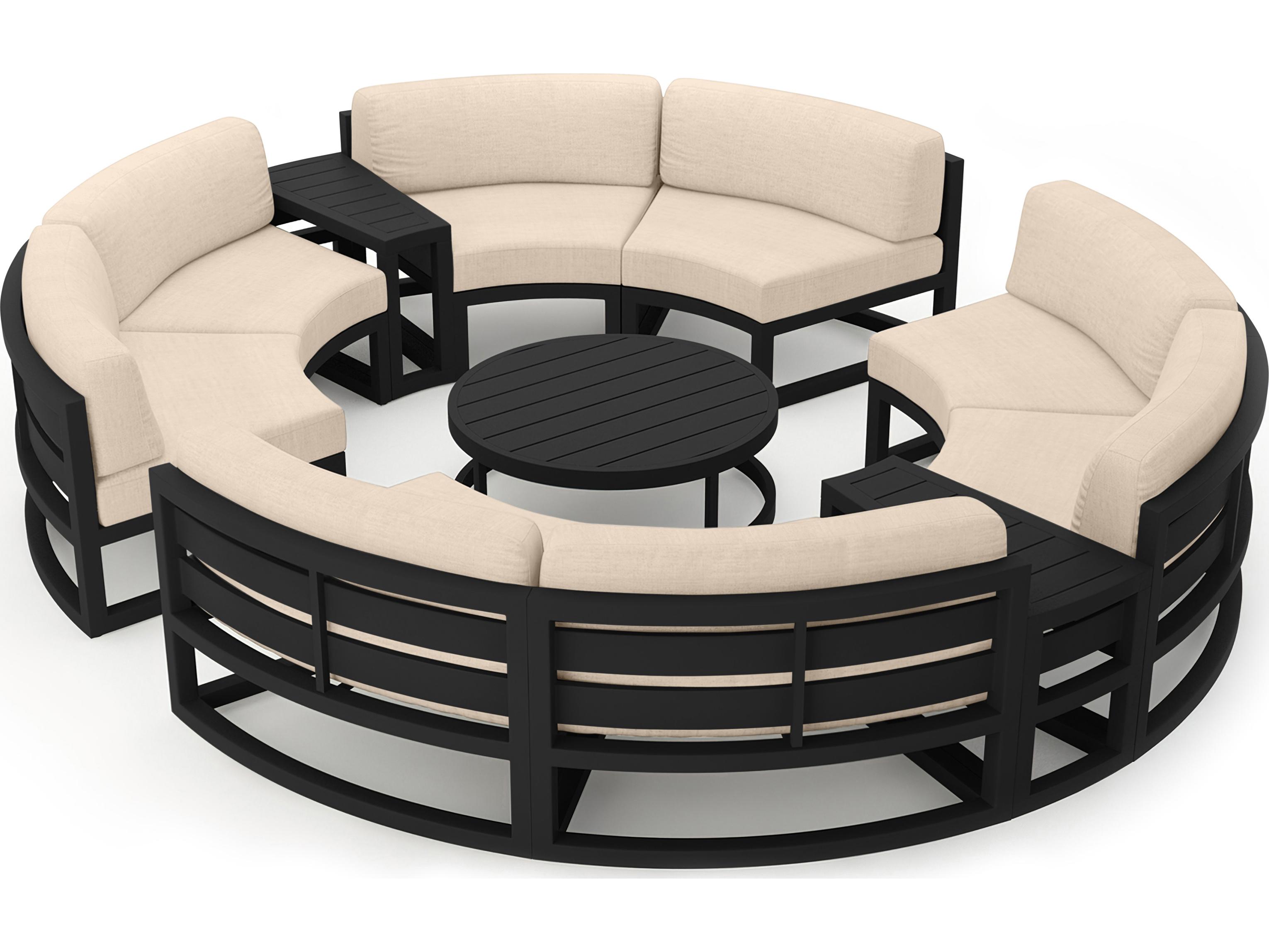 Harmonia Living Avion Aluminum Black 7 Piece Curve Sectional Outdoor Patio Lounge Set