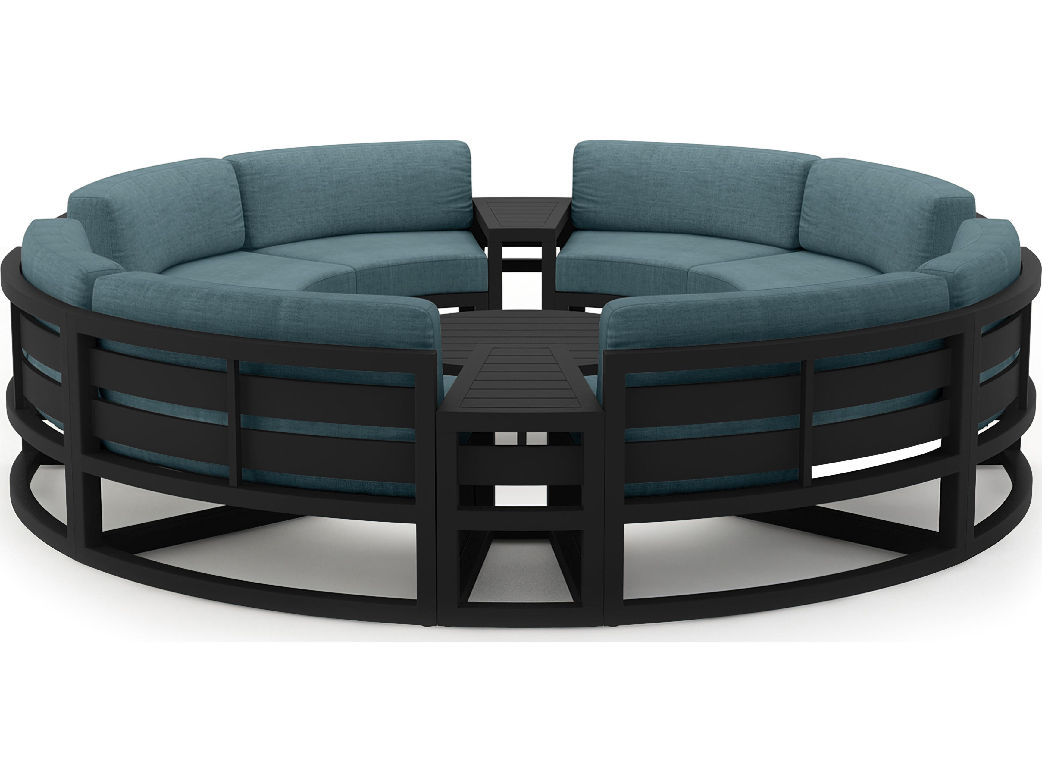 Harmonia Living Avion Aluminum Black 7 Piece Curve Sectional Outdoor Patio Lounge Set