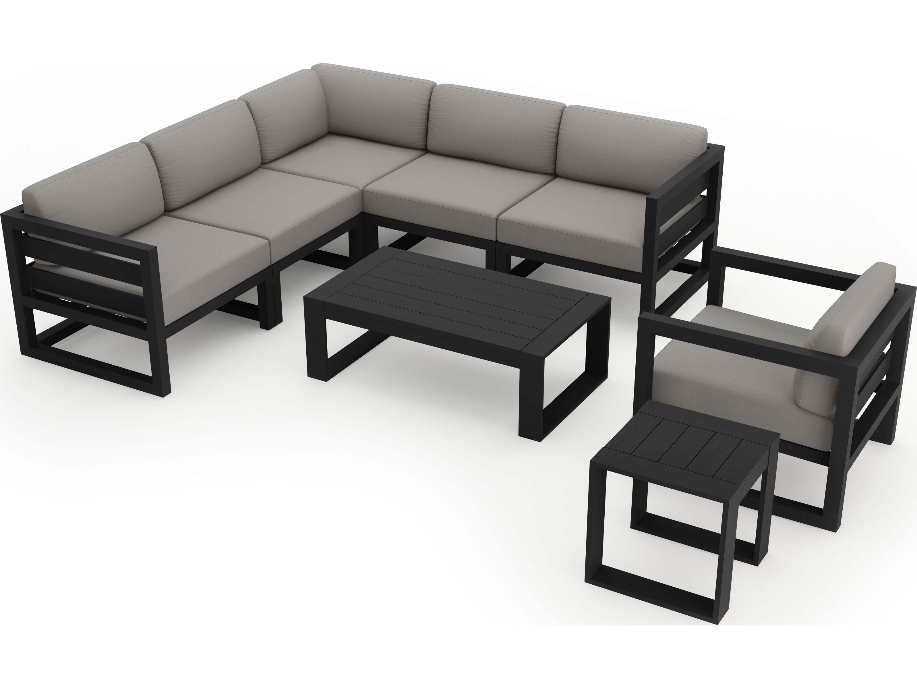 Harmonia Living Avion Aluminum Black 8 Piece Sectional Patio Lounge Set
