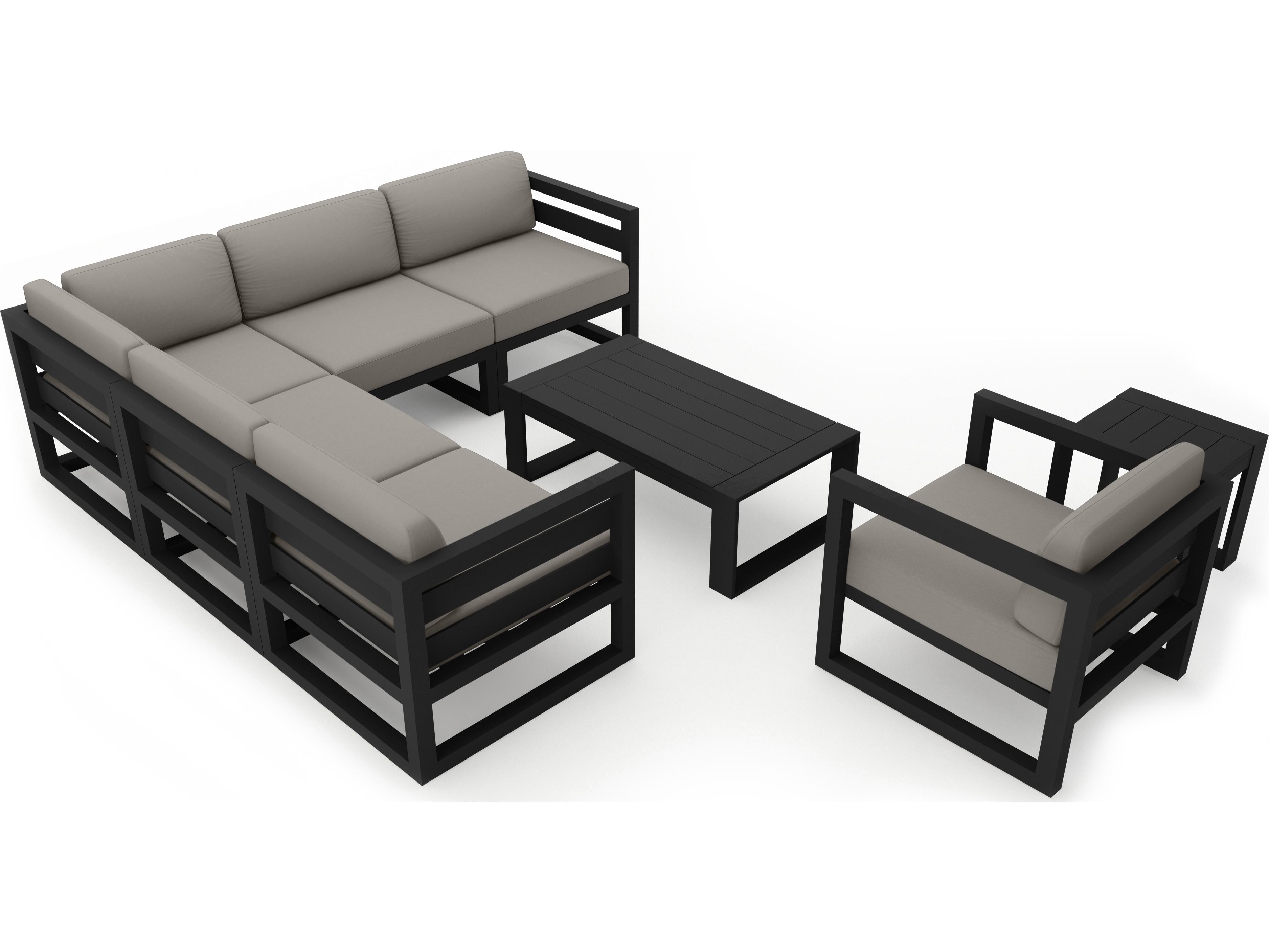 Harmonia Living Avion Aluminum Black 8 Piece Sectional Patio Lounge Set