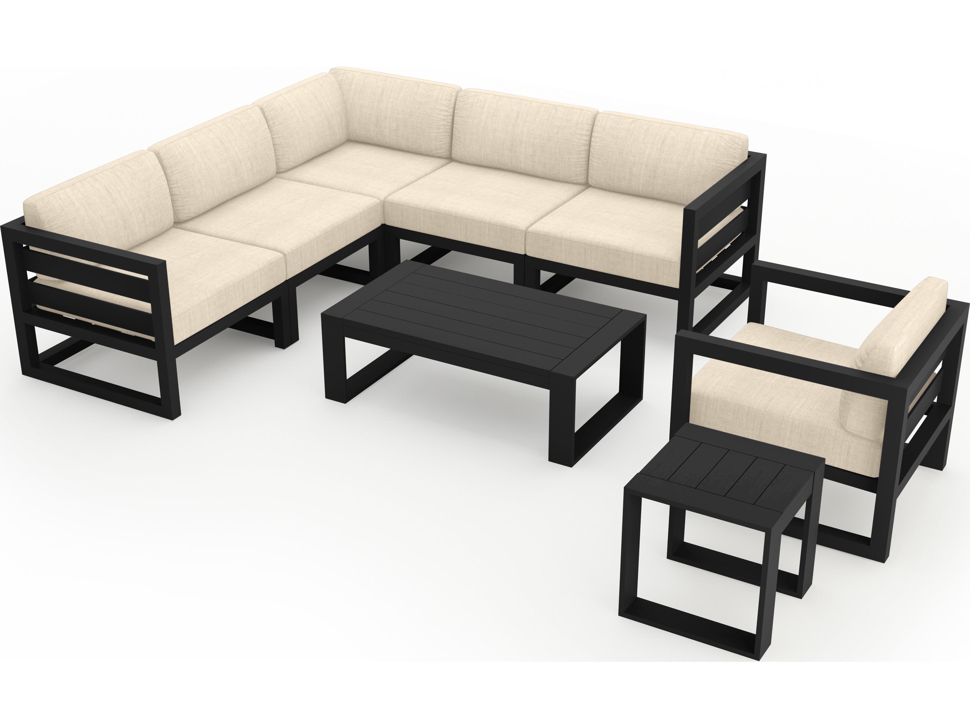 Harmonia Living Avion Aluminum Black 8 Piece Sectional Patio Lounge Set