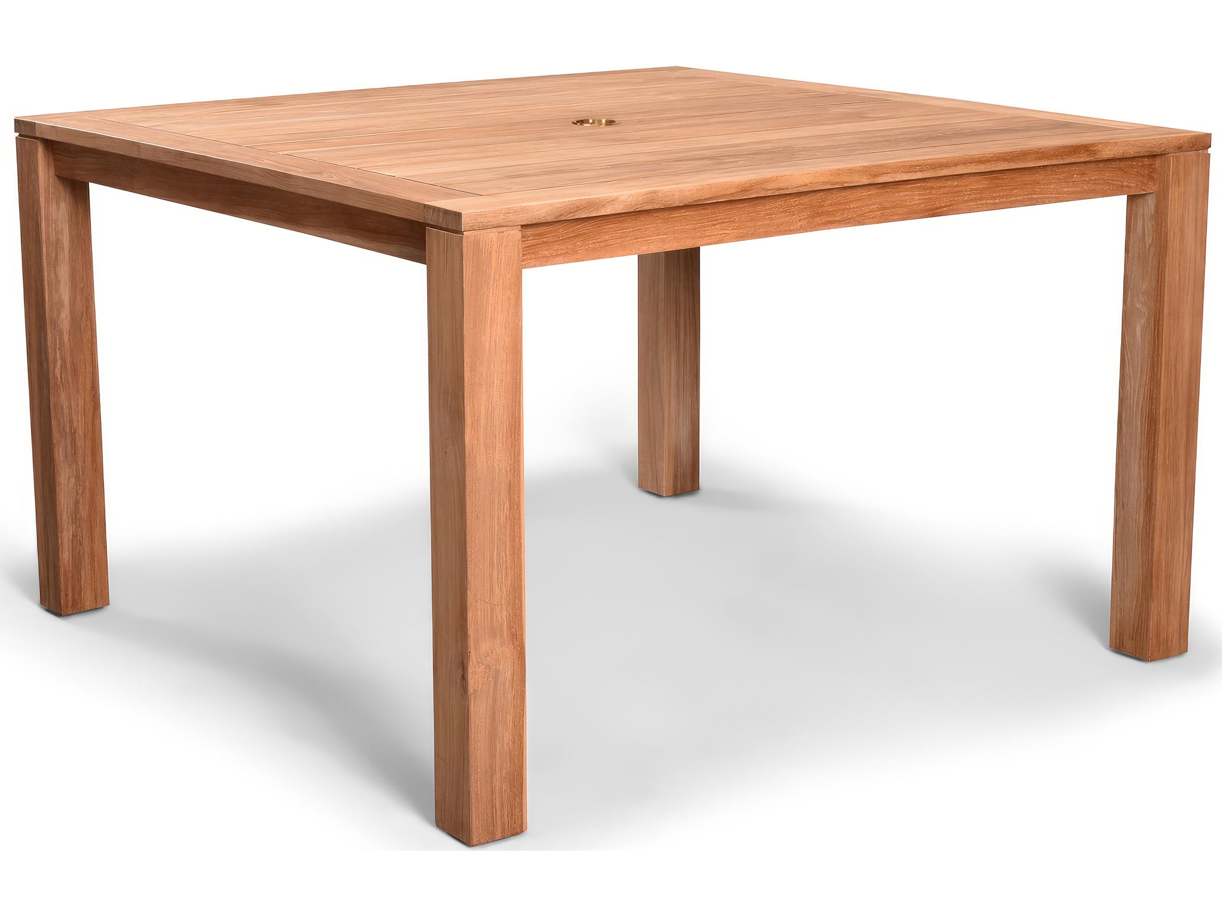 Harmonia Living Classic Teak Square Dining table with Umbrella Hole