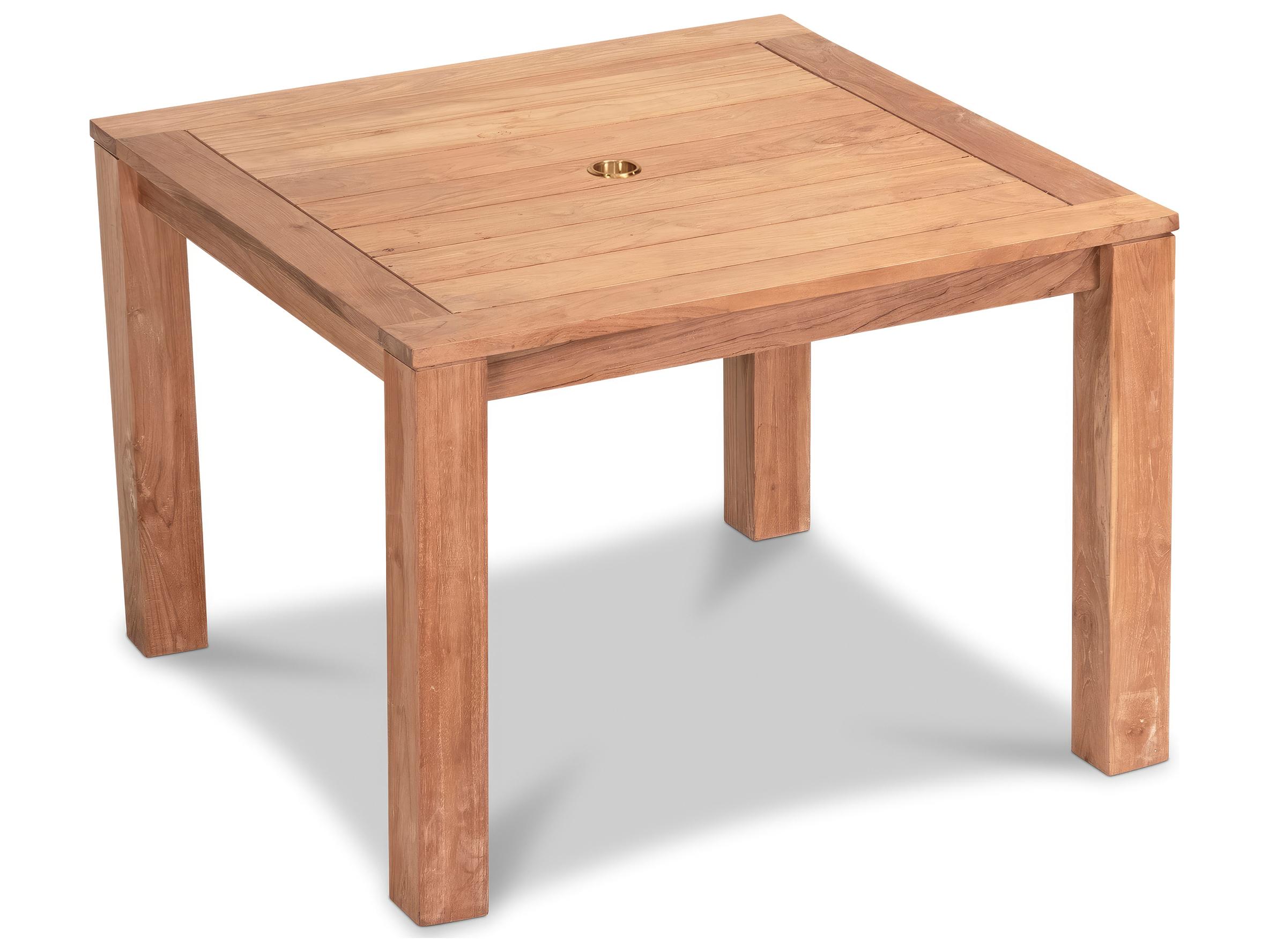 Harmonia Living Classic Teak Square Dining table with Umbrella Hole