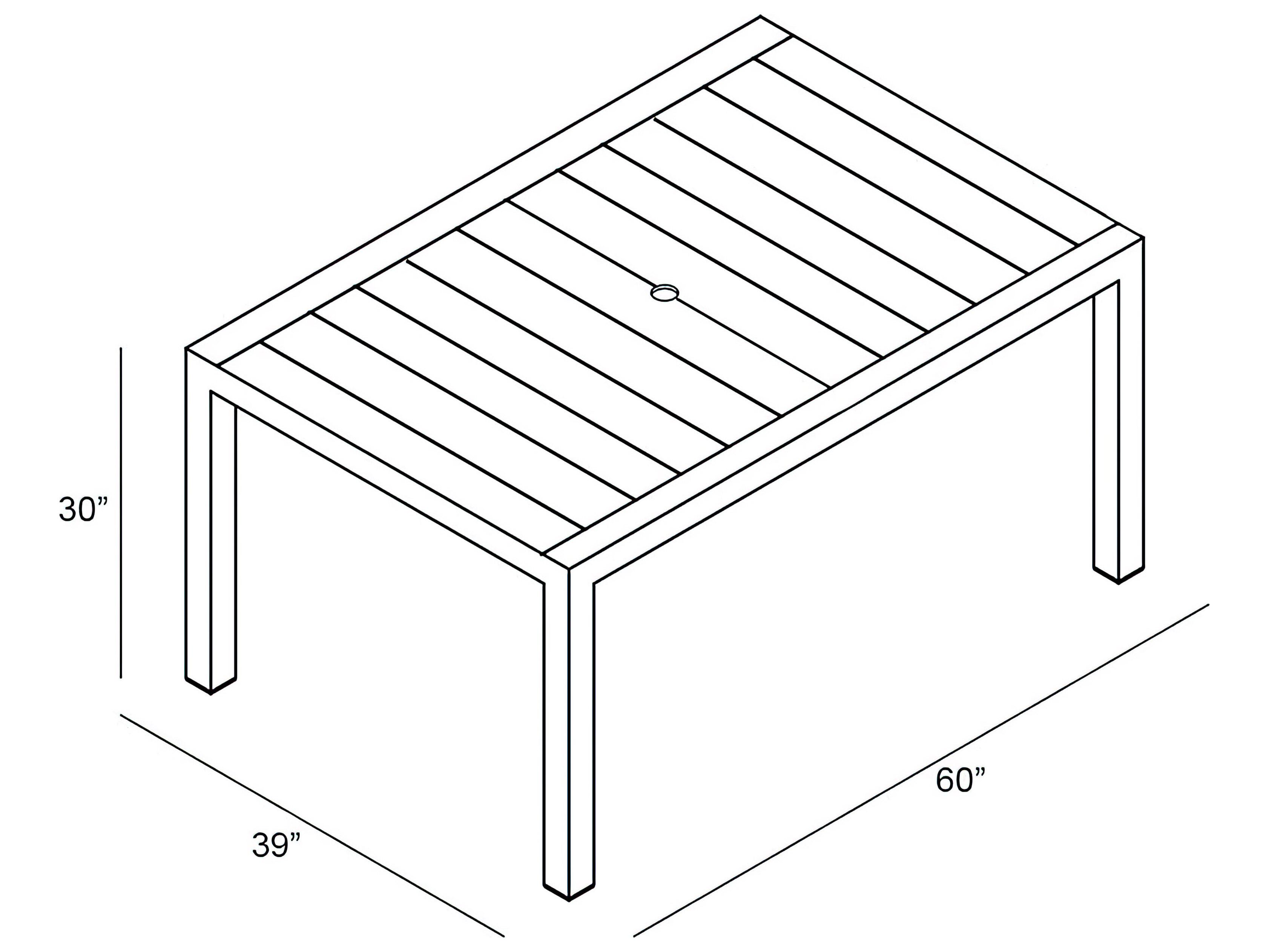 Harmonia Living Classic Teak Rectangular Dining table with Umbrella Hole