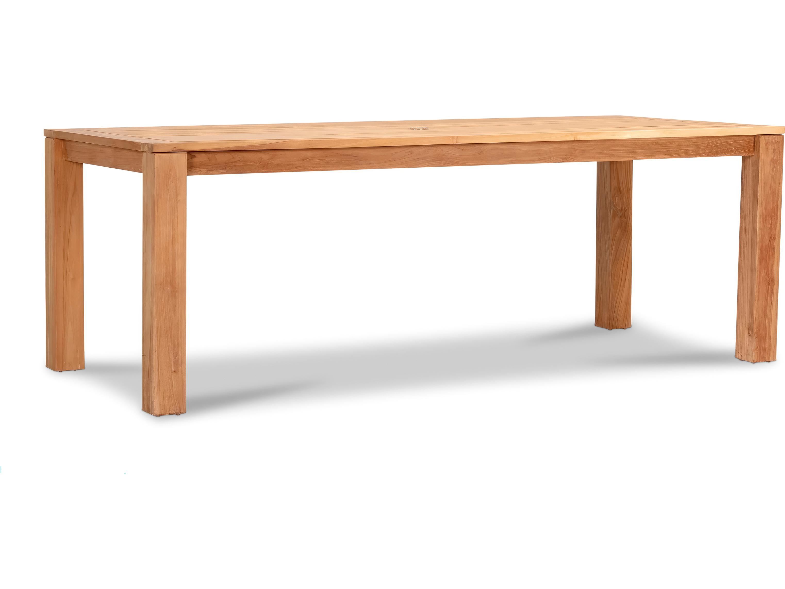 Harmonia Living Classic Teak Rectangular Dining table with Umbrella Hole