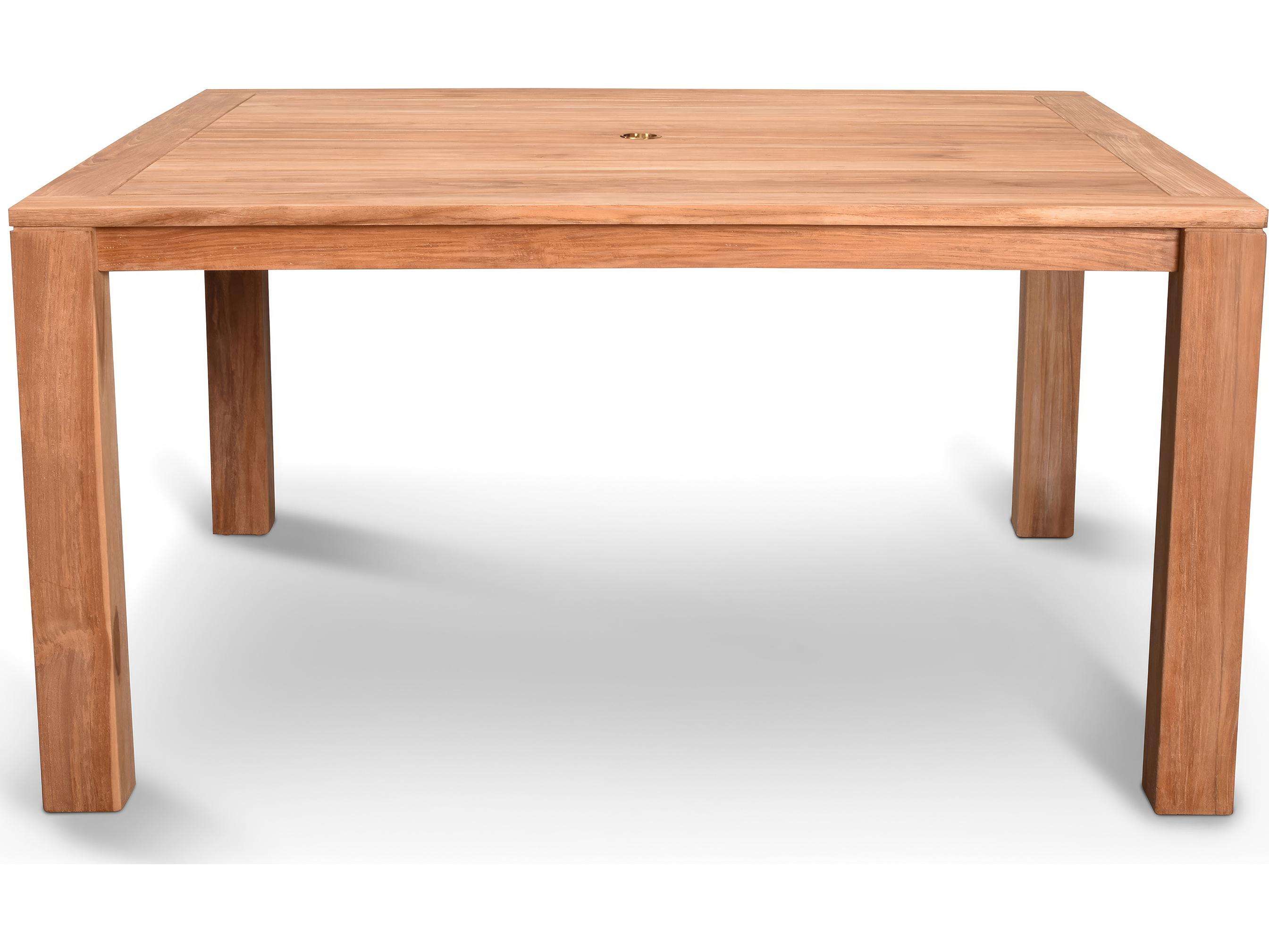 Harmonia Living Classic Teak Square Dining table with Umbrella Hole