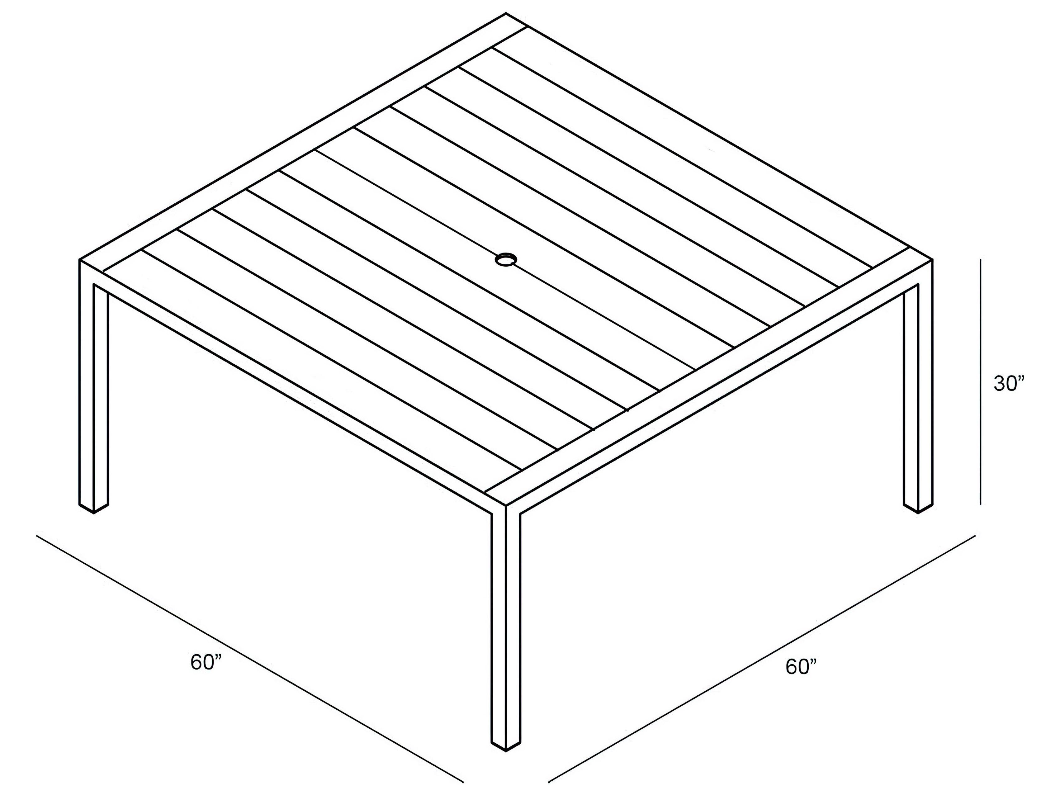 Harmonia Living Classic Teak Square Dining table with Umbrella Hole
