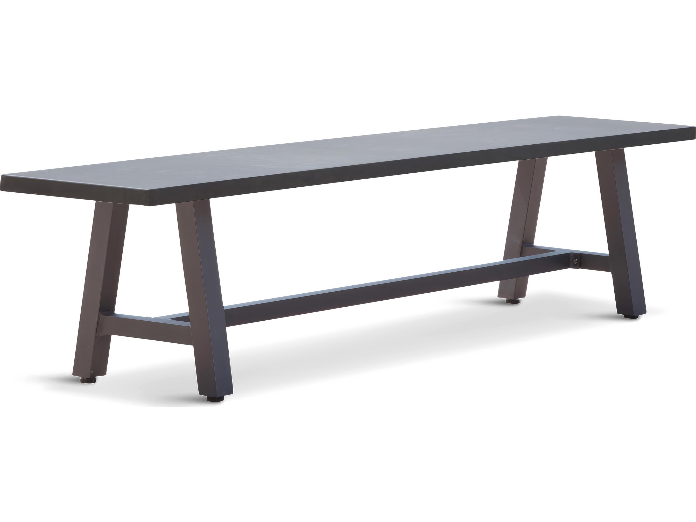 Harmonia Living Commons Aluminum Slate Trestle Dining Patio Bench