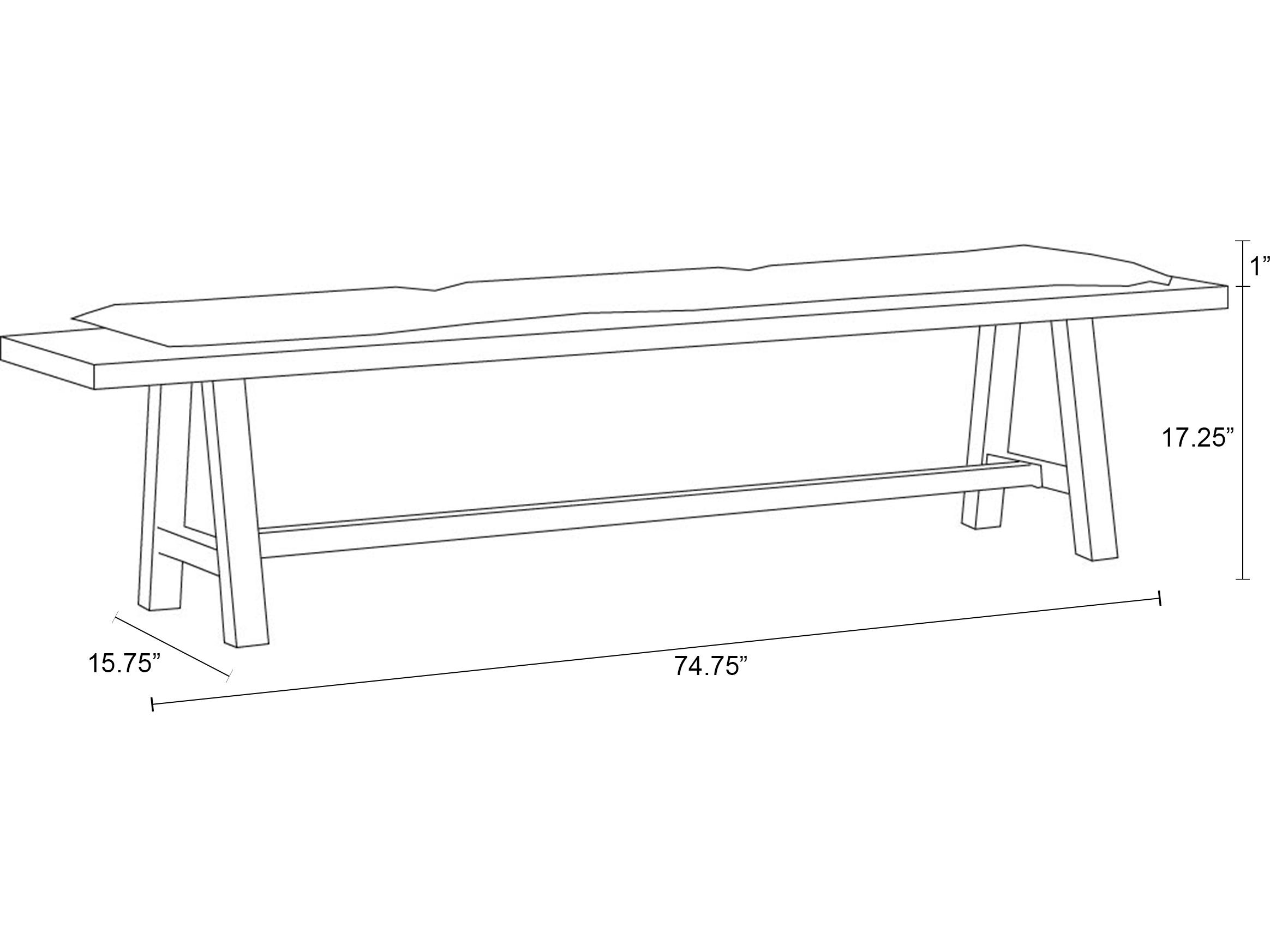 Harmonia Living Commons Aluminum Slate Trestle Dining Patio Bench