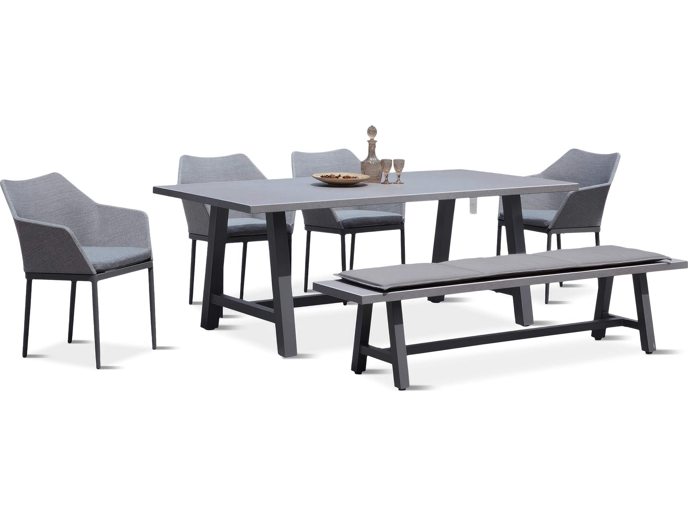 Harmonia Living Commons Aluminum Tailor 6 Piece Outdoor Patio Dining Set