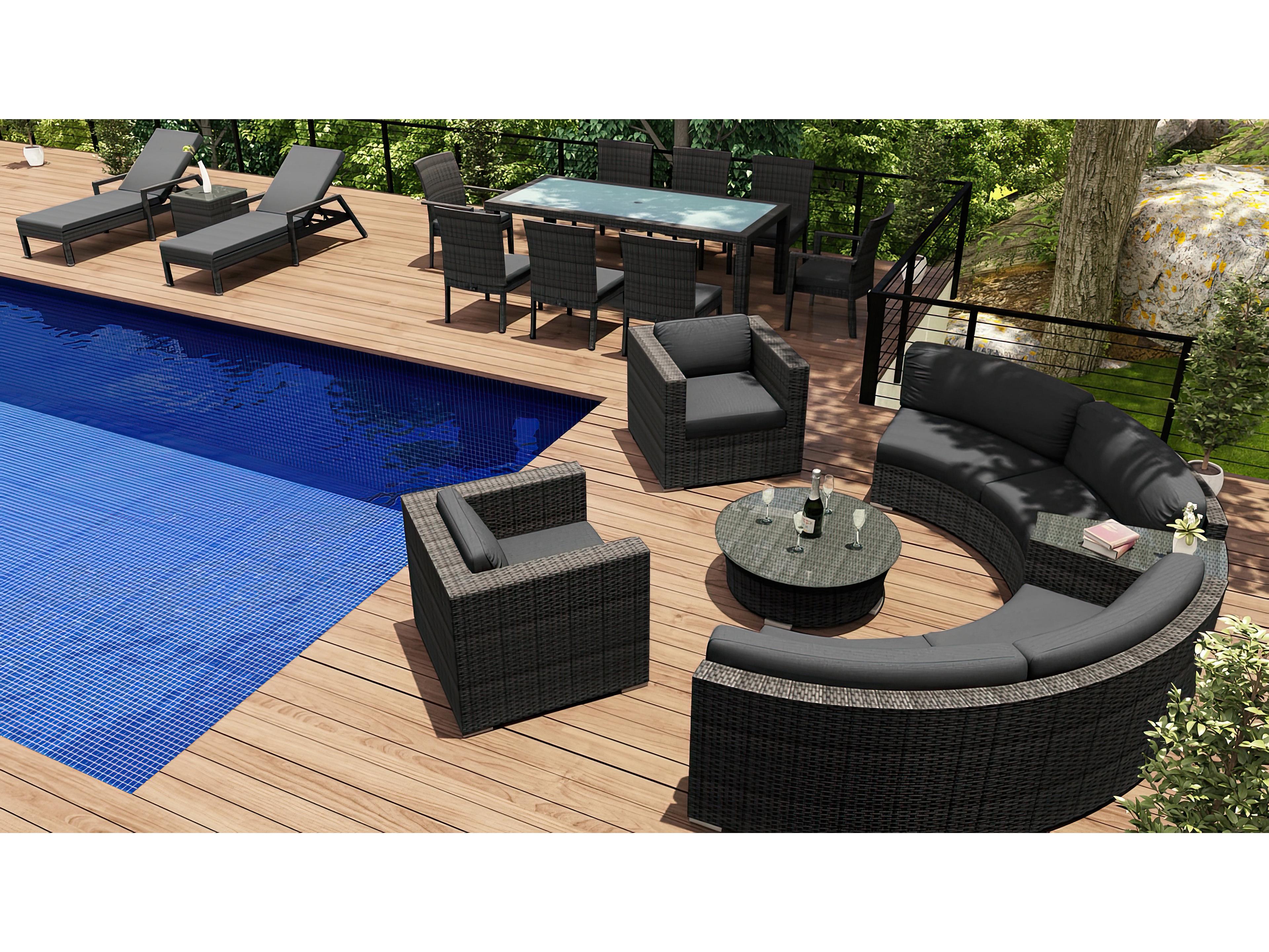 Harmonia Living District HDPE Wicker Textured Slate 18 Piece Eclipse Patio Lounge Set