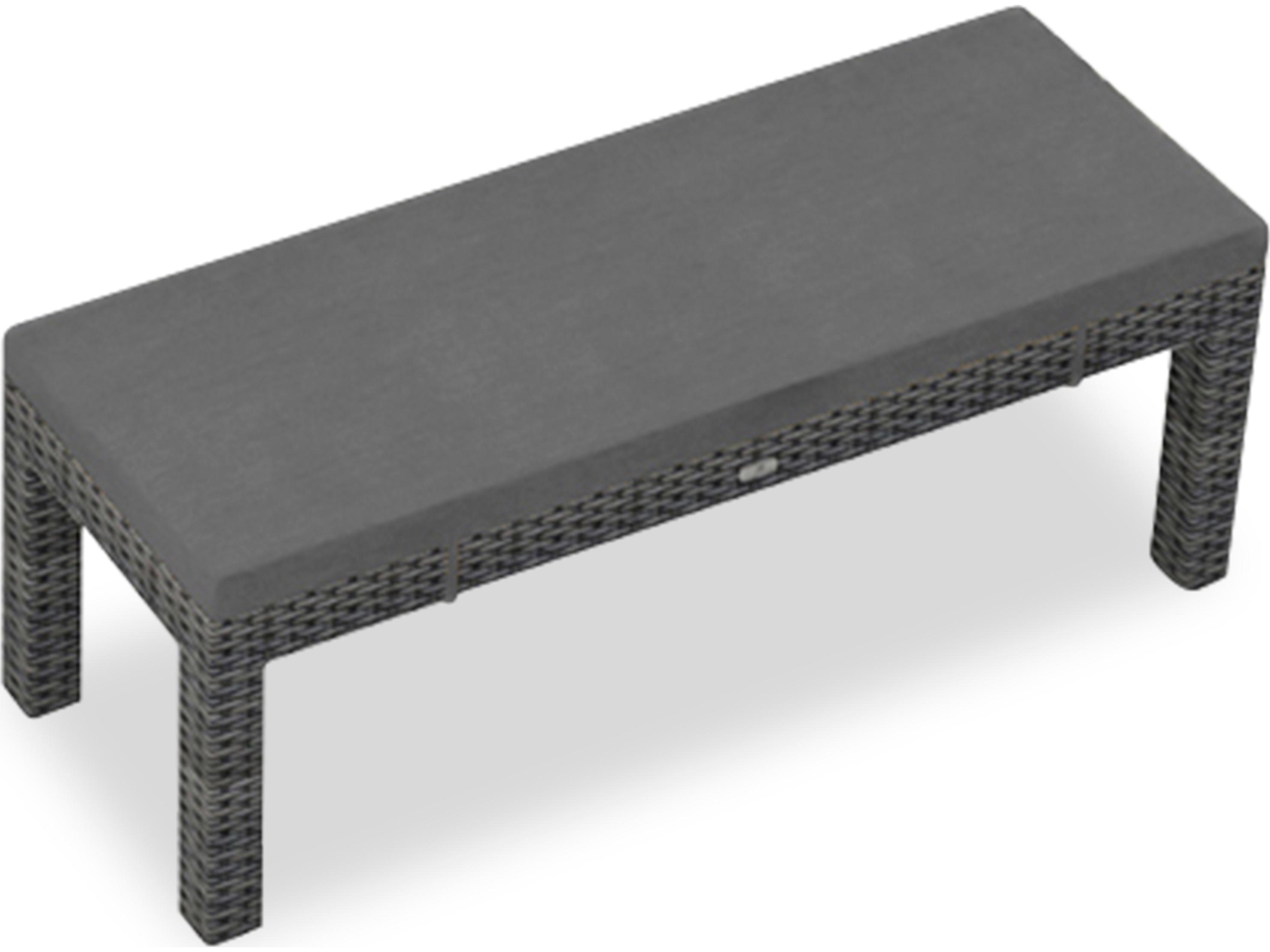 Harmonia Living District HDPE Wicker Textured Slate 2-Seater Dining Outdoor Bench