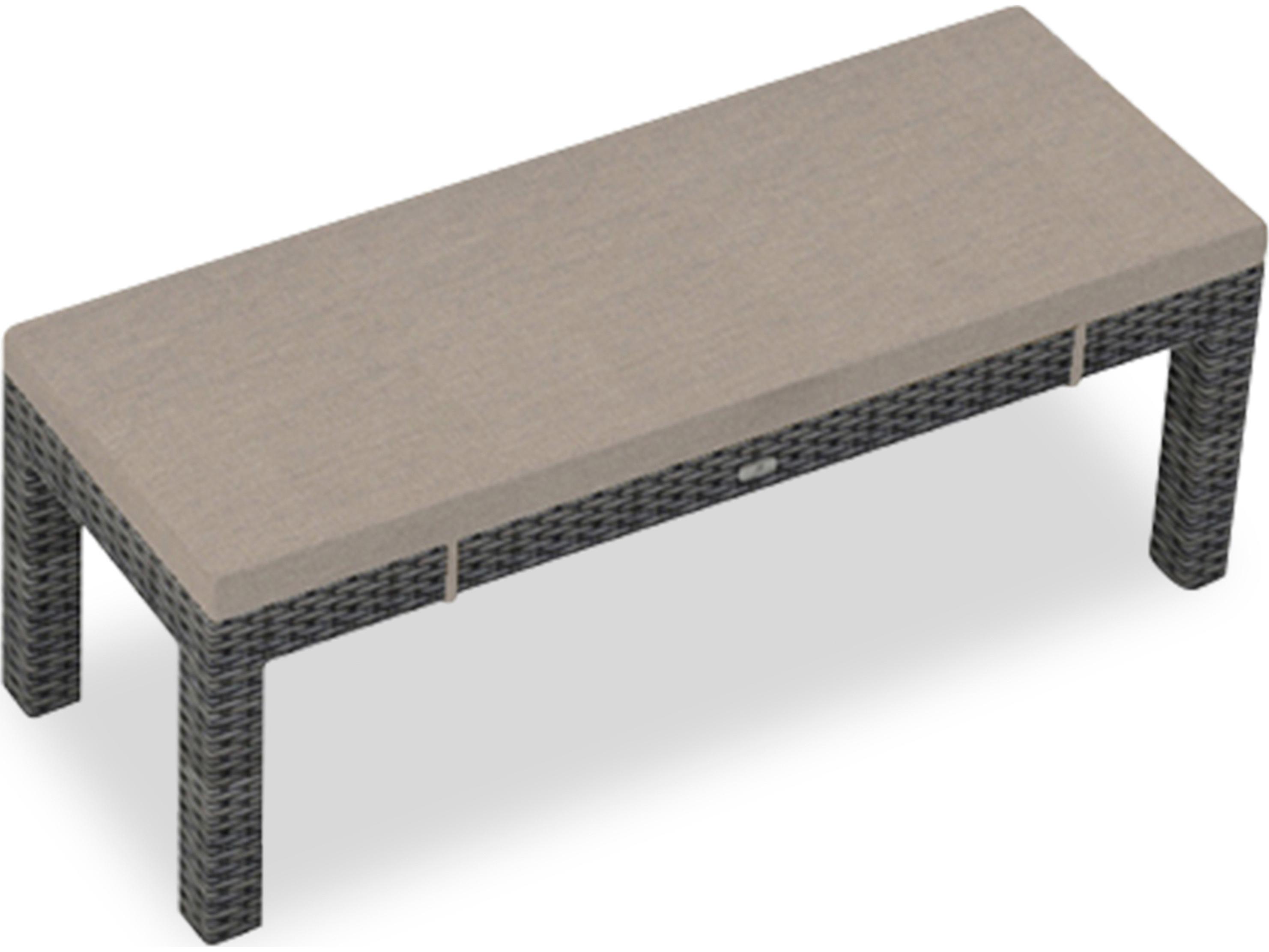 Harmonia Living District HDPE Wicker Textured Slate 2-Seater Dining Outdoor Bench