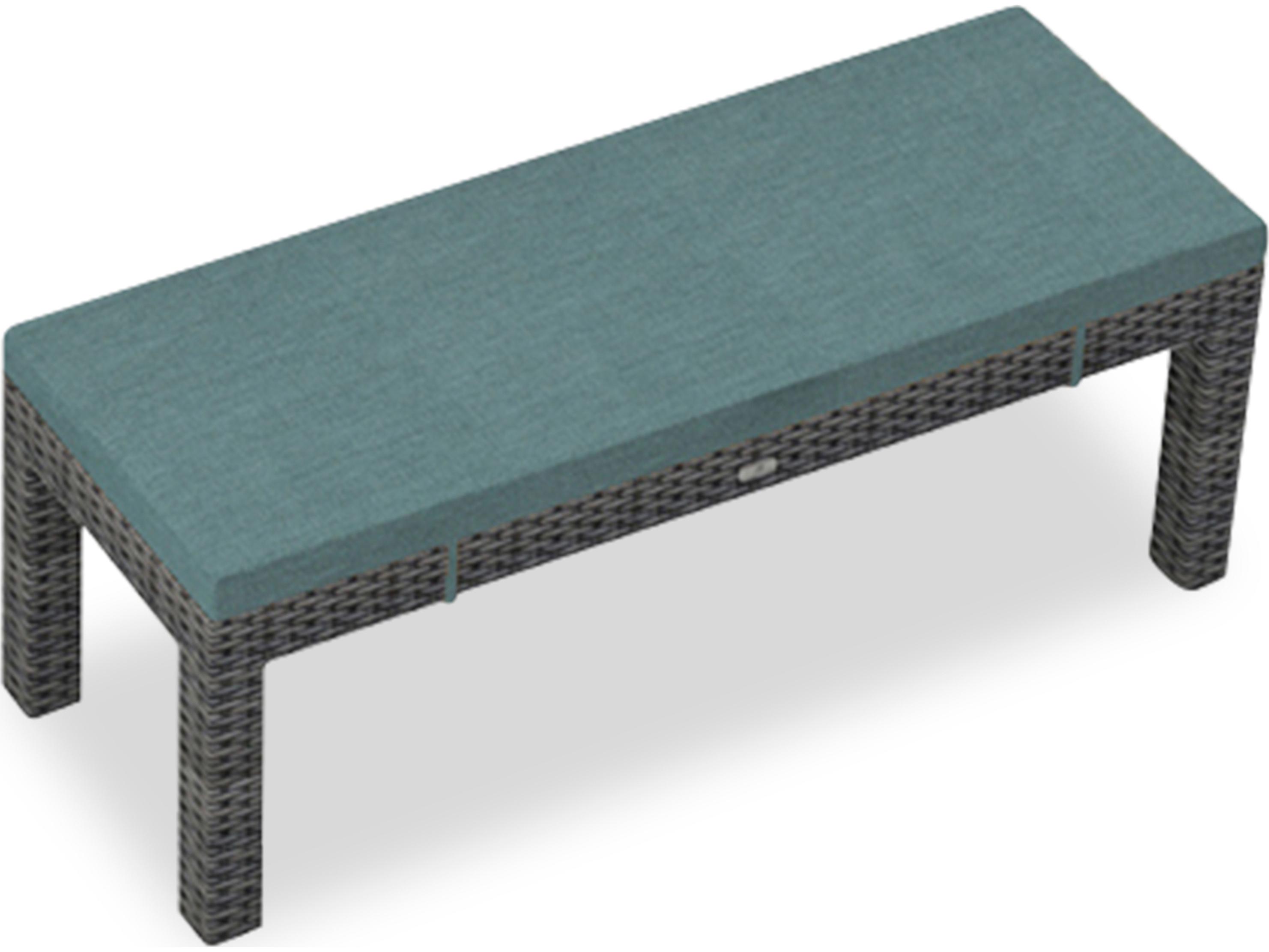 Harmonia Living District HDPE Wicker Textured Slate 2-Seater Dining Outdoor Bench