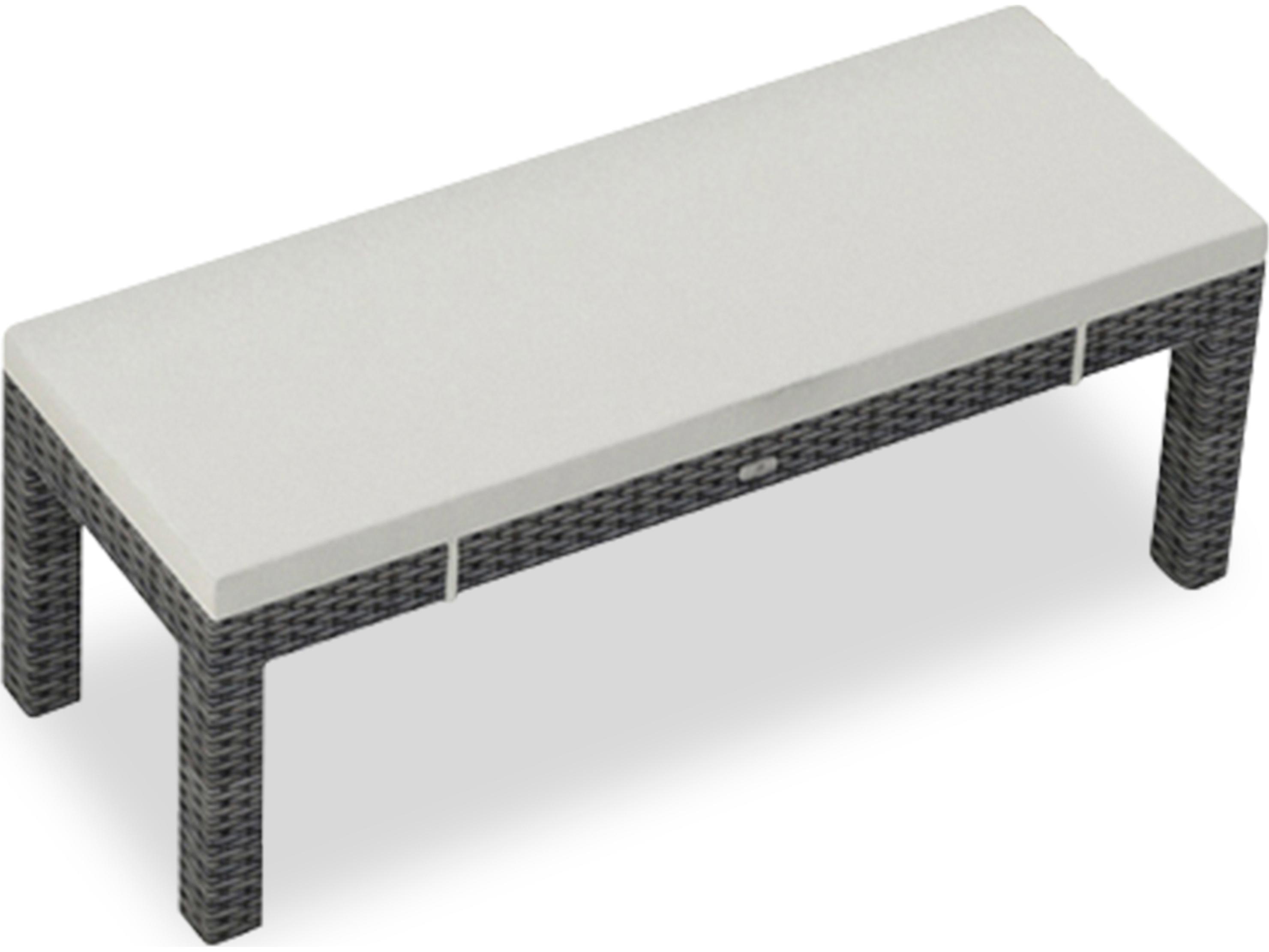 Harmonia Living District HDPE Wicker Textured Slate 2-Seater Dining Outdoor Bench