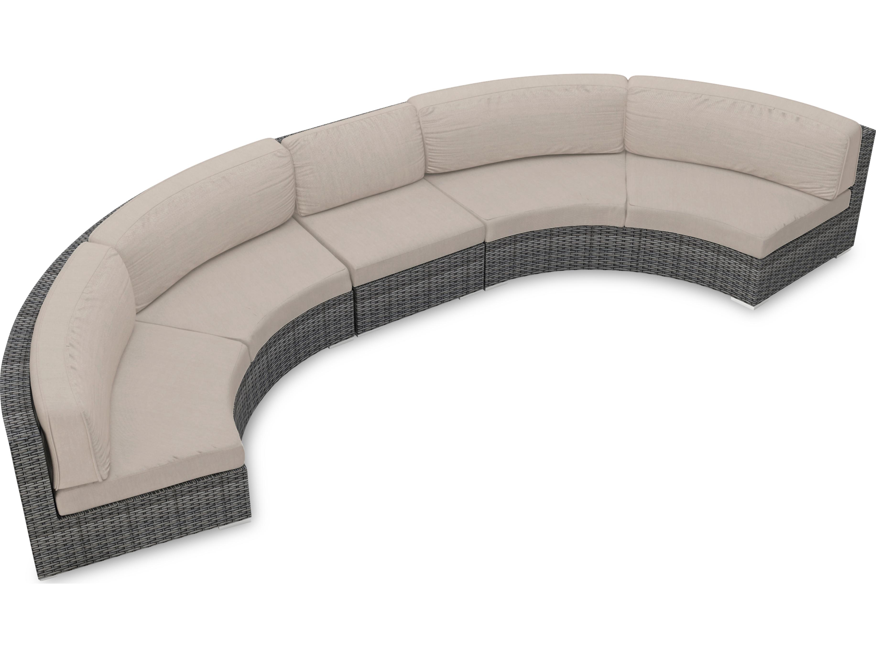 Harmonia Living District HDPE Wicker Textured Slate 3 Piece Extended Curve Sectional Patio Lounge Set