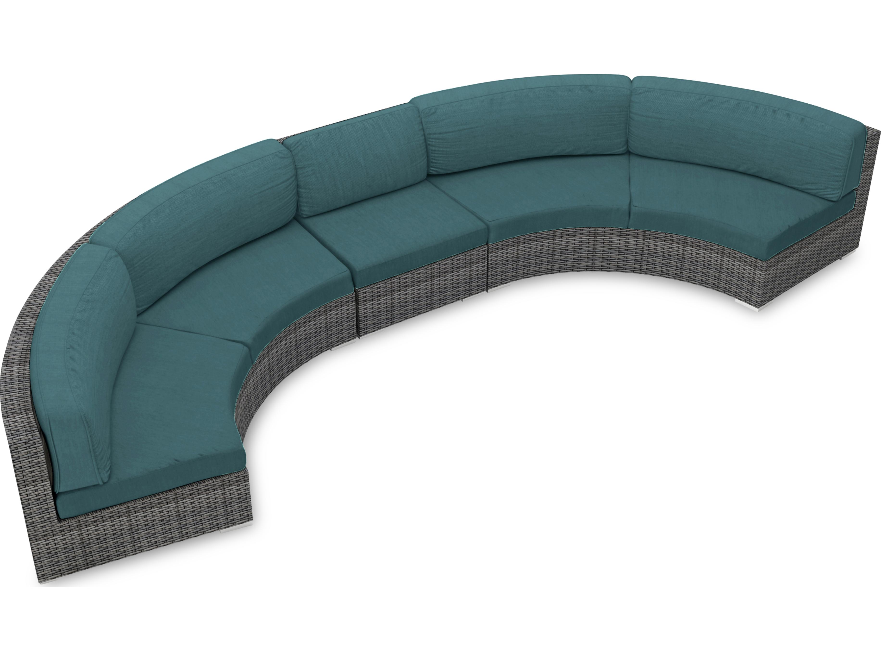 Harmonia Living District HDPE Wicker Textured Slate 3 Piece Extended Curve Sectional Patio Lounge Set