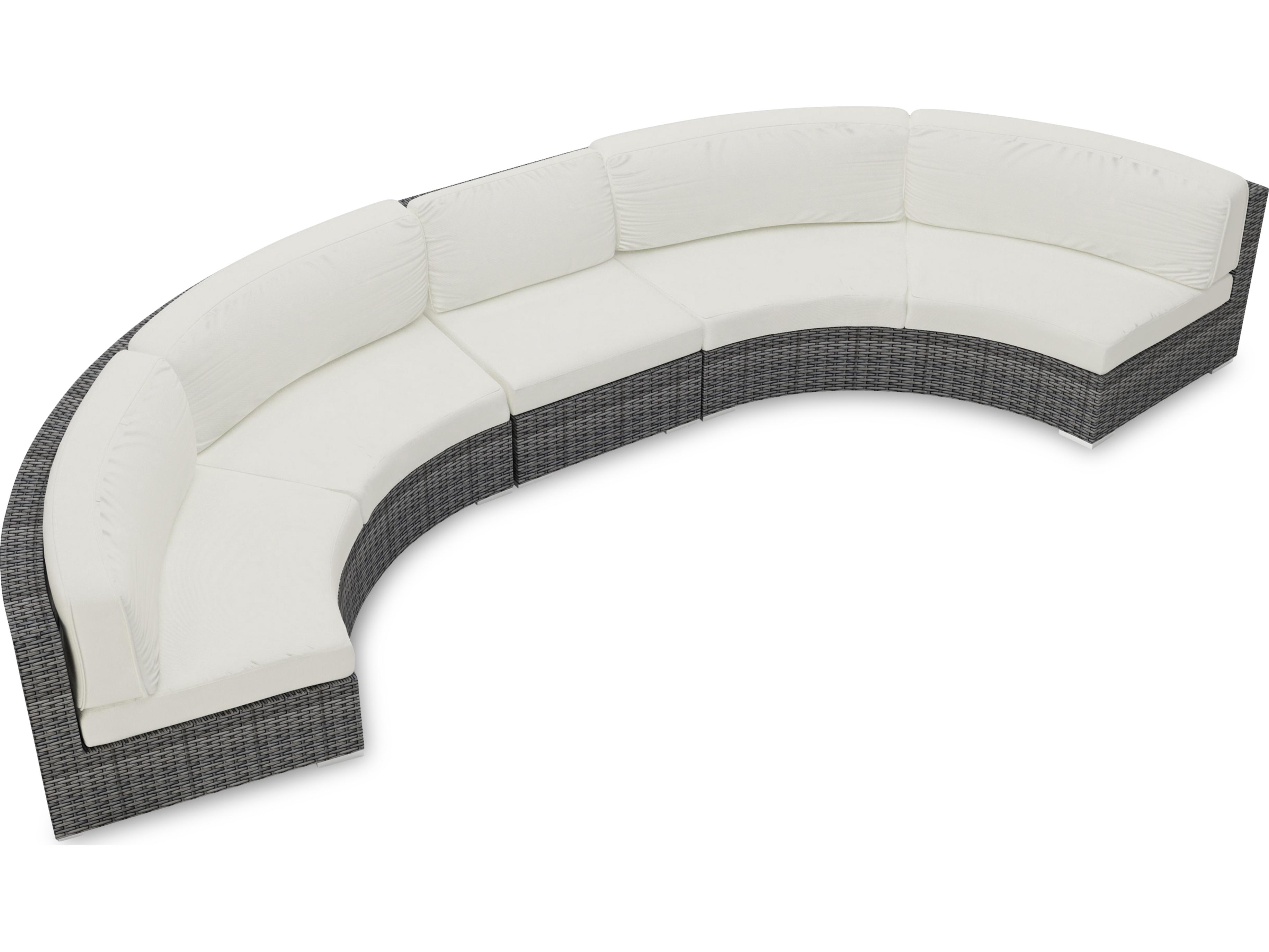 Harmonia Living District HDPE Wicker Textured Slate 3 Piece Extended Curve Sectional Patio Lounge Set