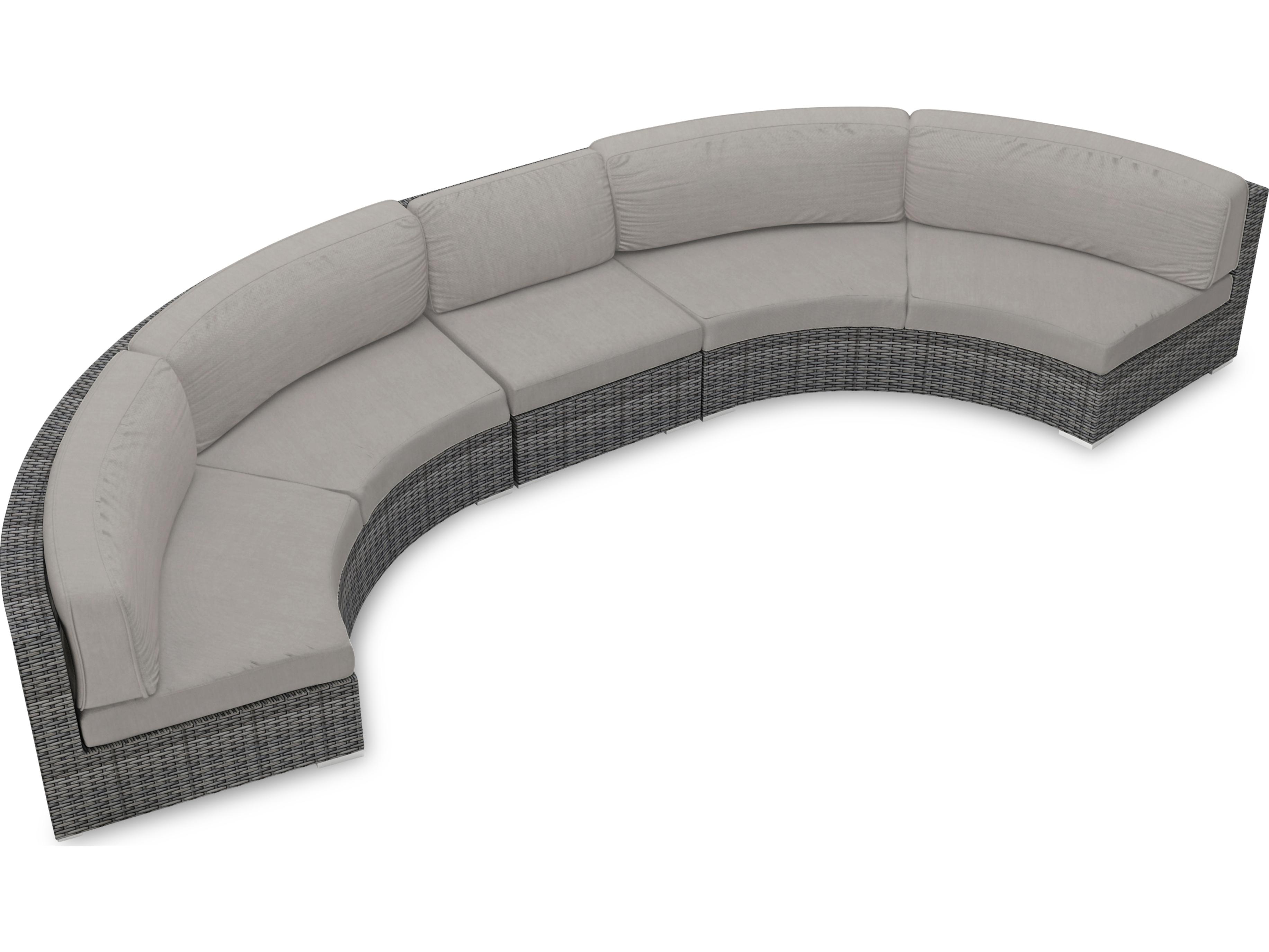 Harmonia Living District HDPE Wicker Textured Slate 3 Piece Extended Curve Sectional Patio Lounge Set