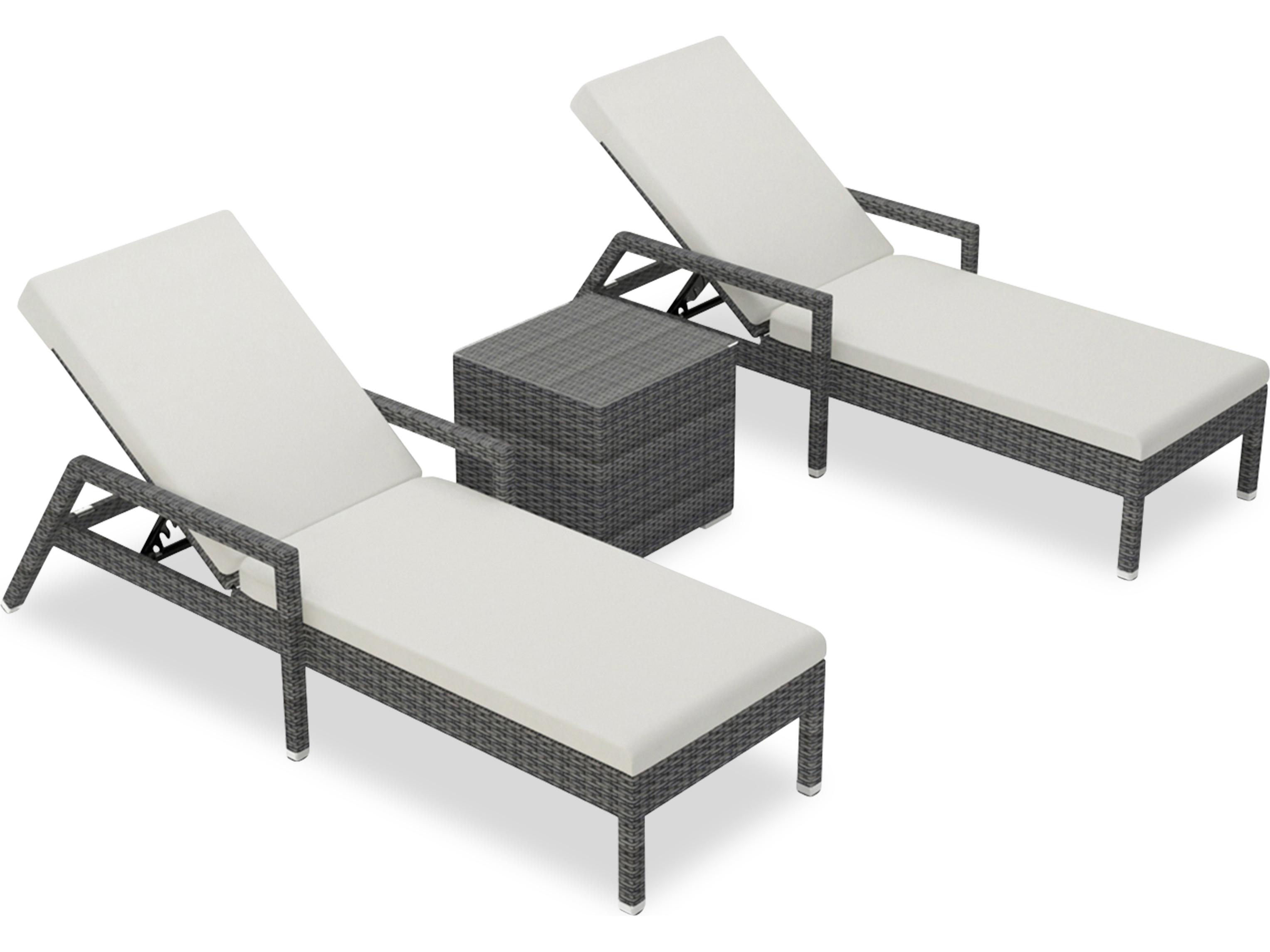 Harmonia Living District HDPE Wicker Textured Slate 3 Piece Reclining Chaise Outdoor Lounge Set