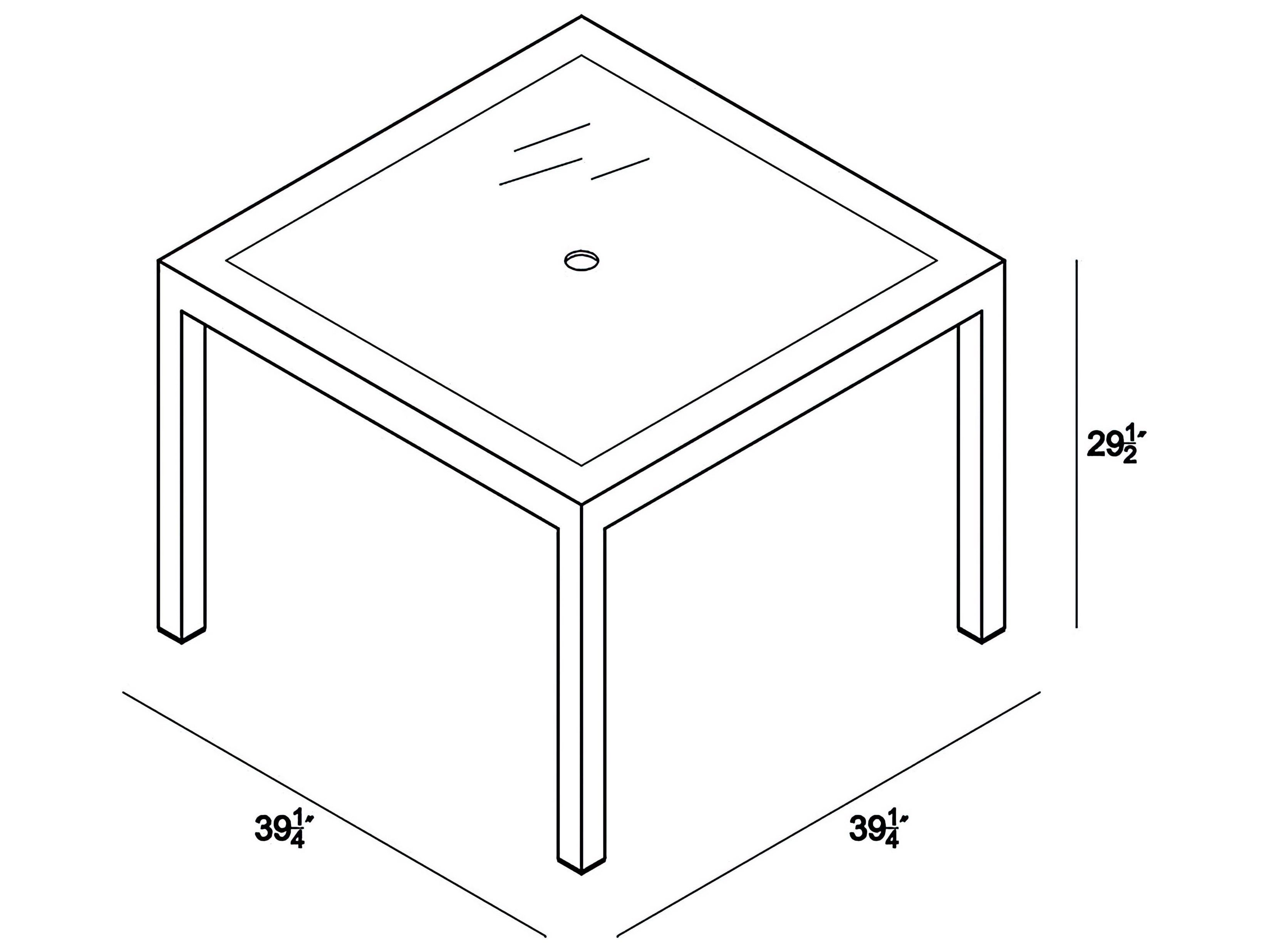 Harmonia Living District Wicker Square Glass Top Dining table with Umbrella Hole