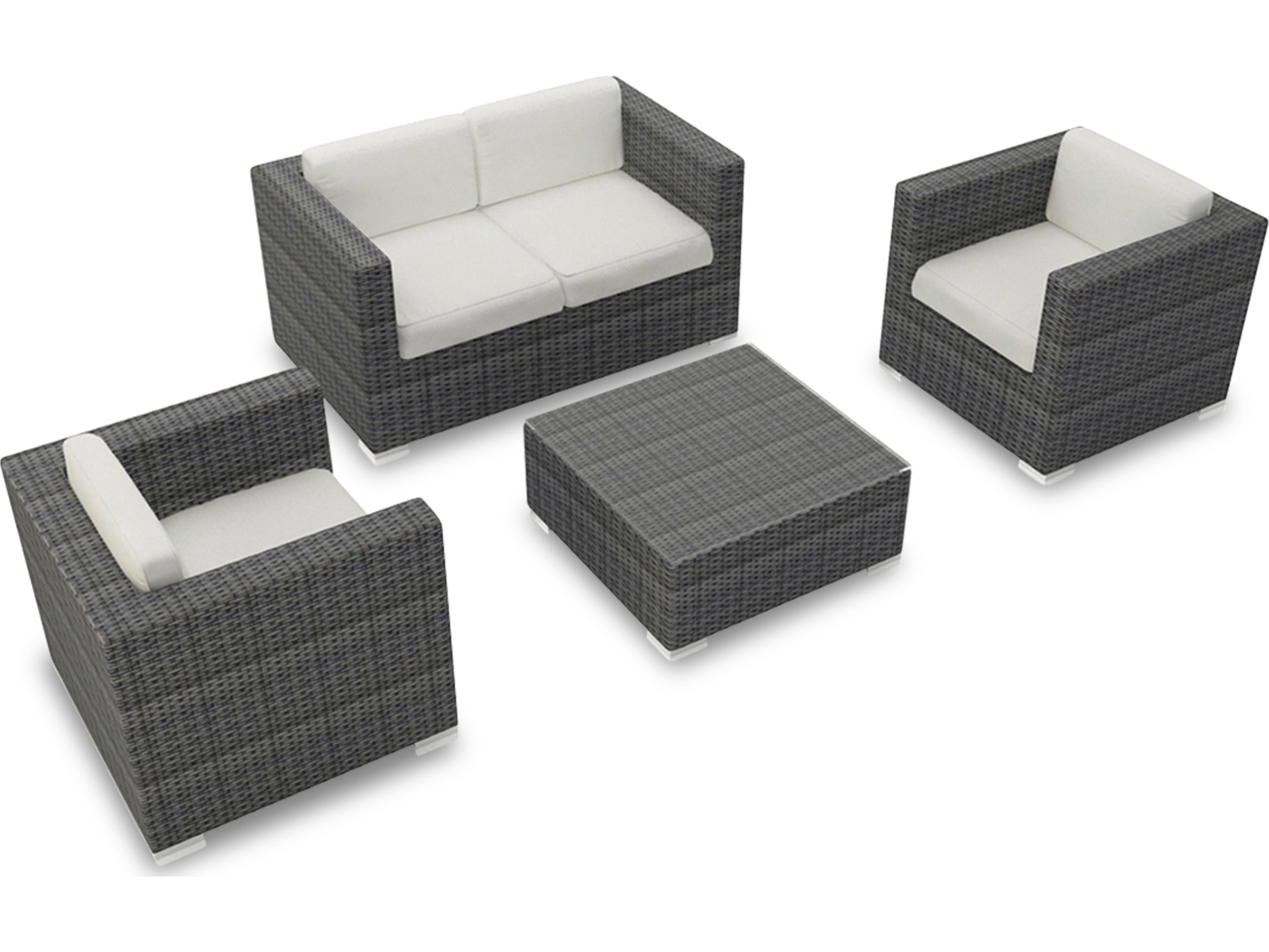 Harmonia Living District HDPE Wicker Textured Slate 4 Piece Sofa Outdoor Lounge Set